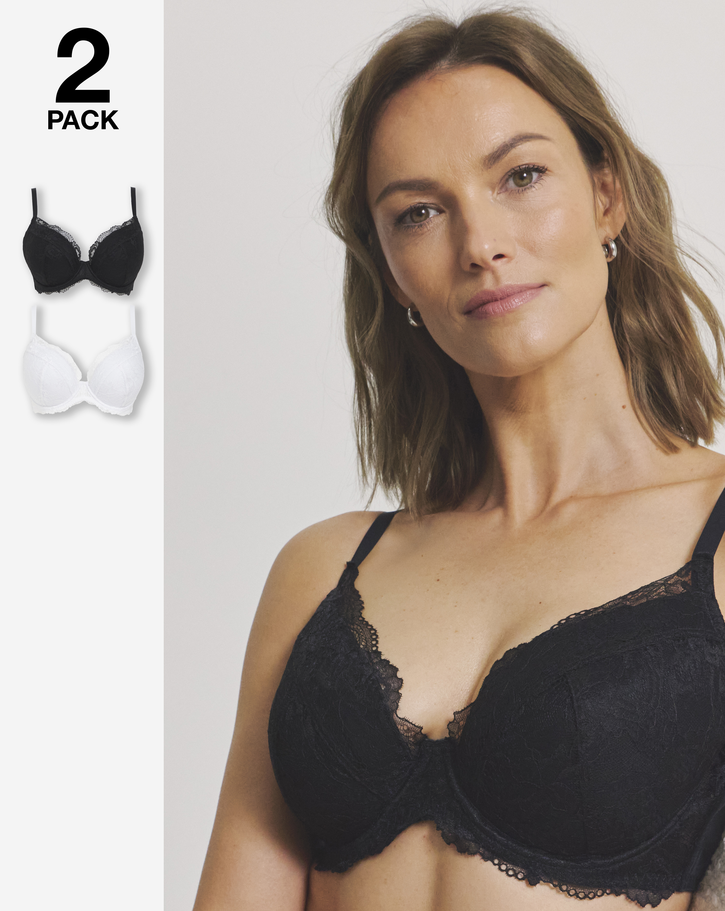 2 Pack Ella Plunge Wired Bras