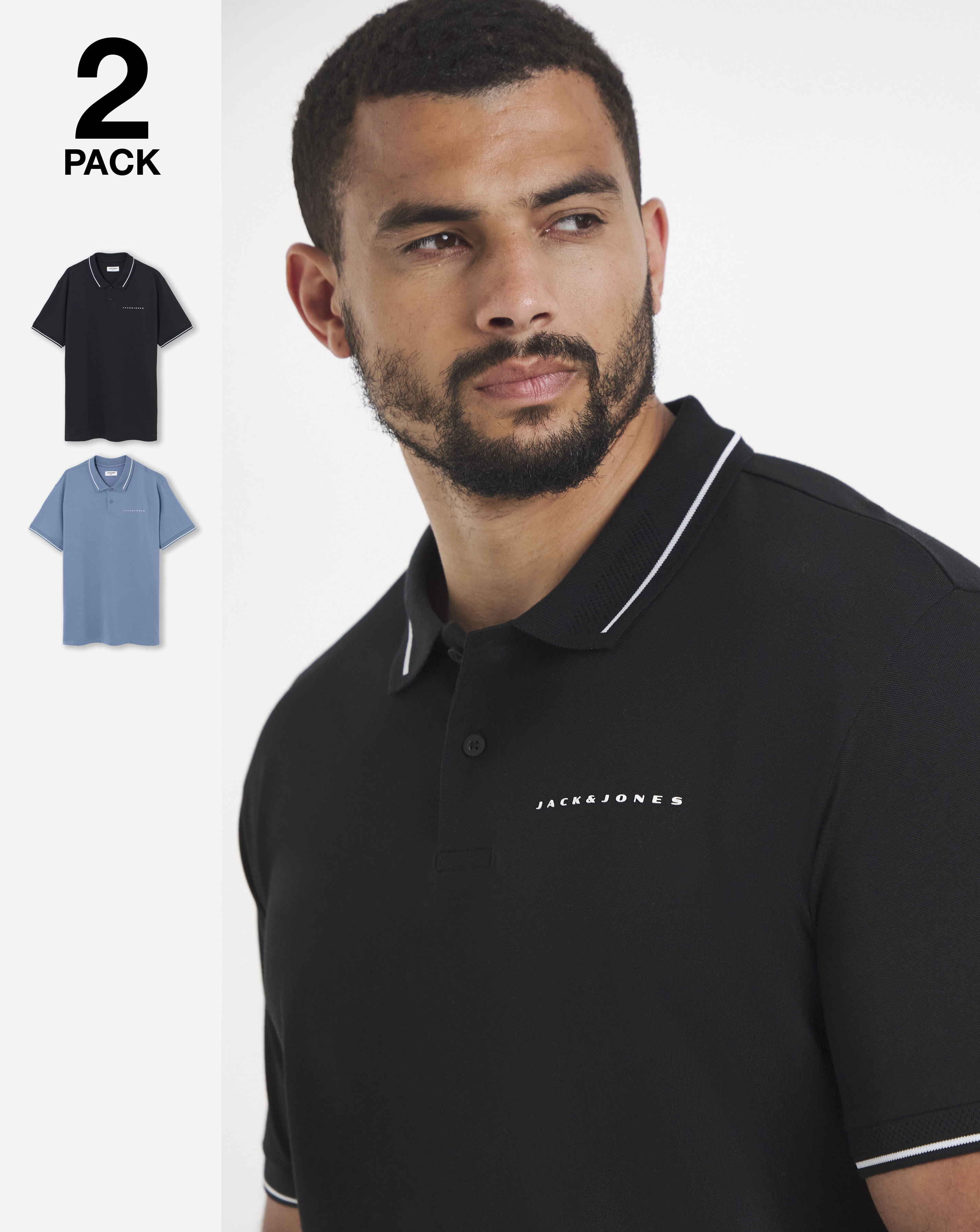 New In - Jack & Jones Fusion Pique 2 Pack Polo