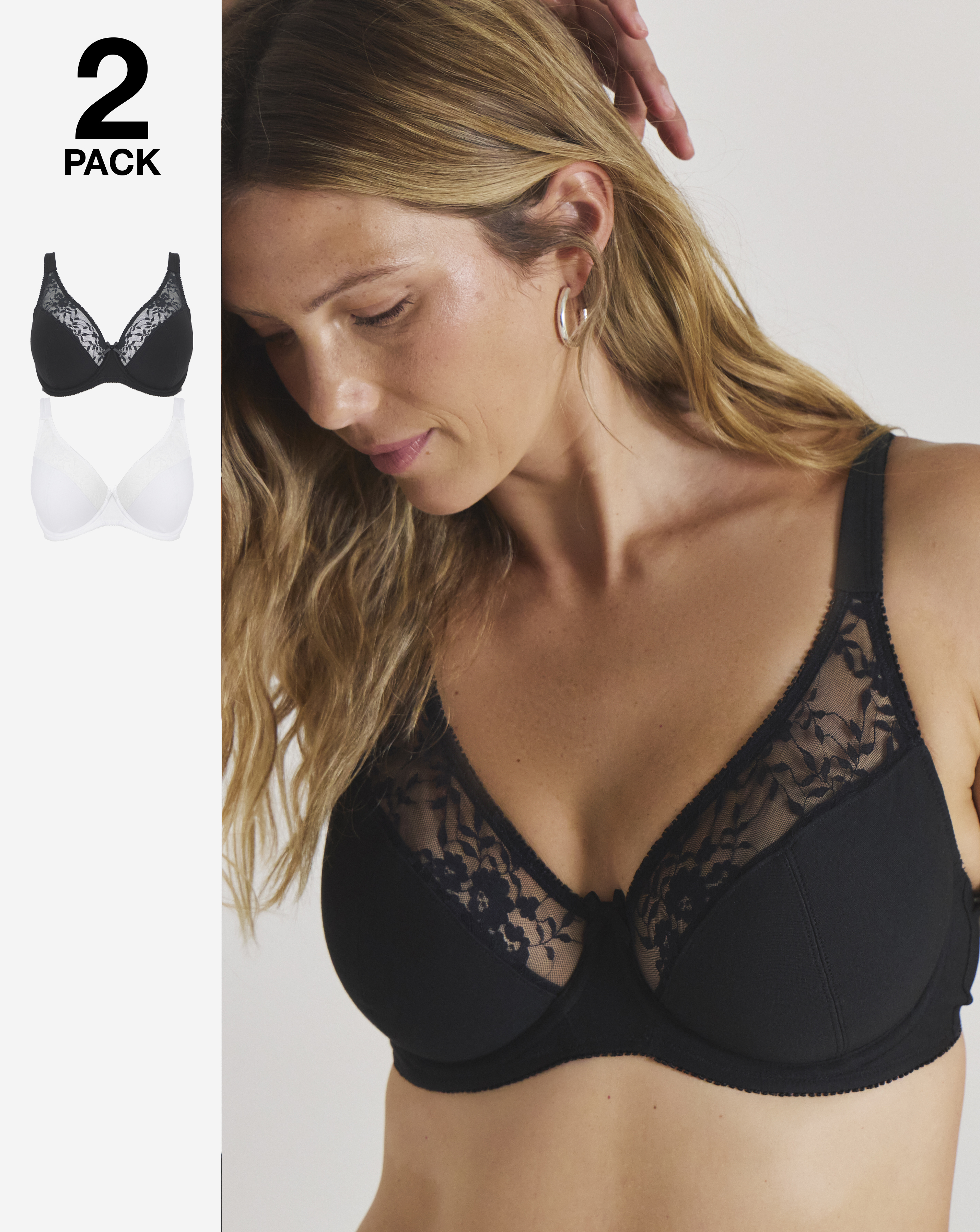 2 Pack Lace Full Cup Wired Bras