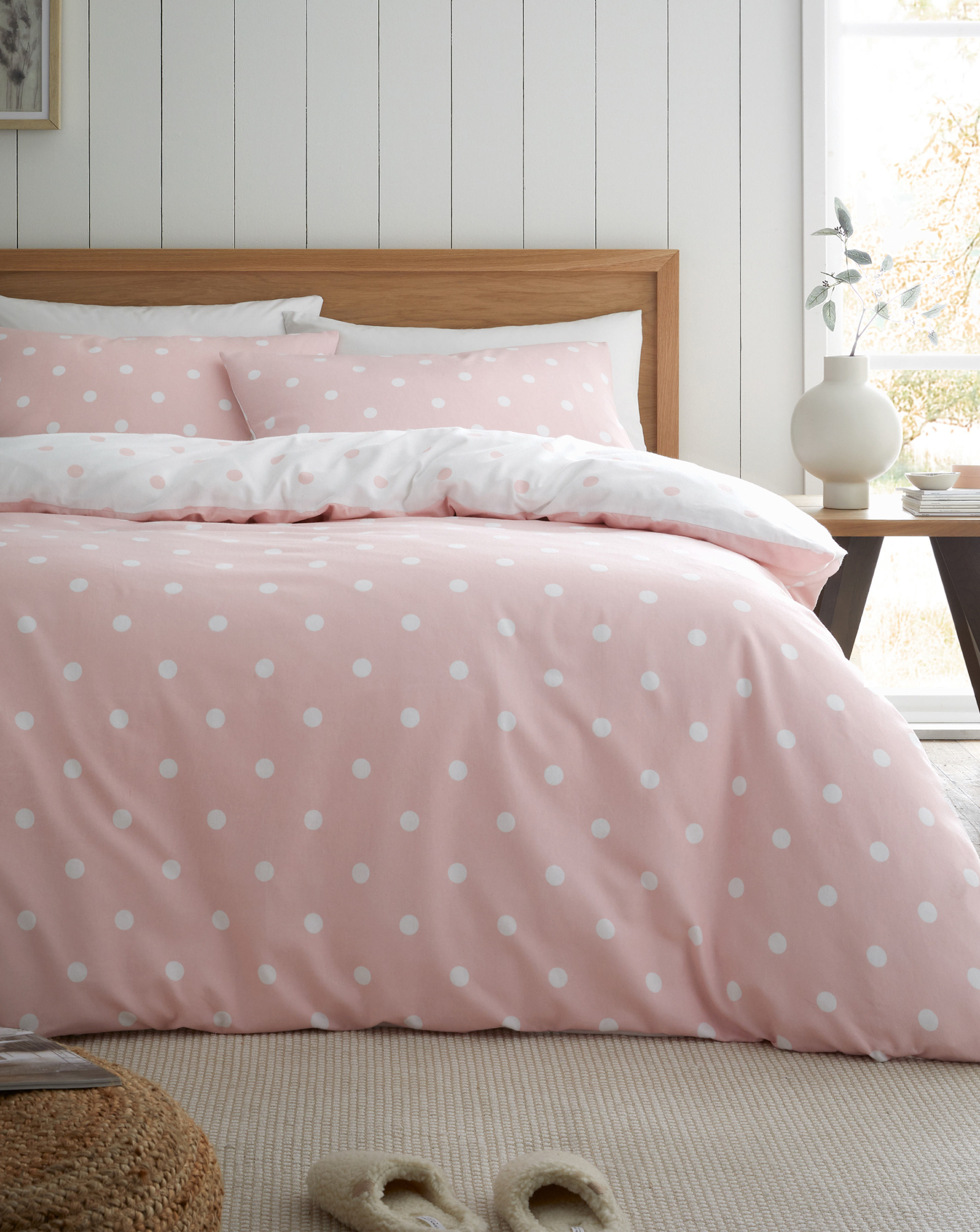 Catherine Lansfield Polka Dot 100% Brushed Cotton Duvet Set - Image 6
