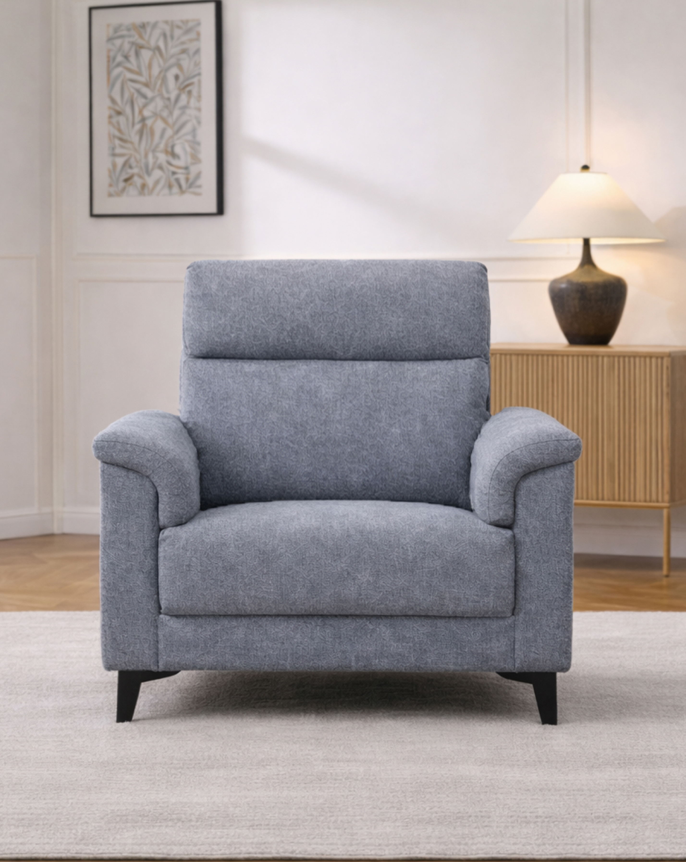 - Olton Armchair High Back In Grey Fabric - Image 3