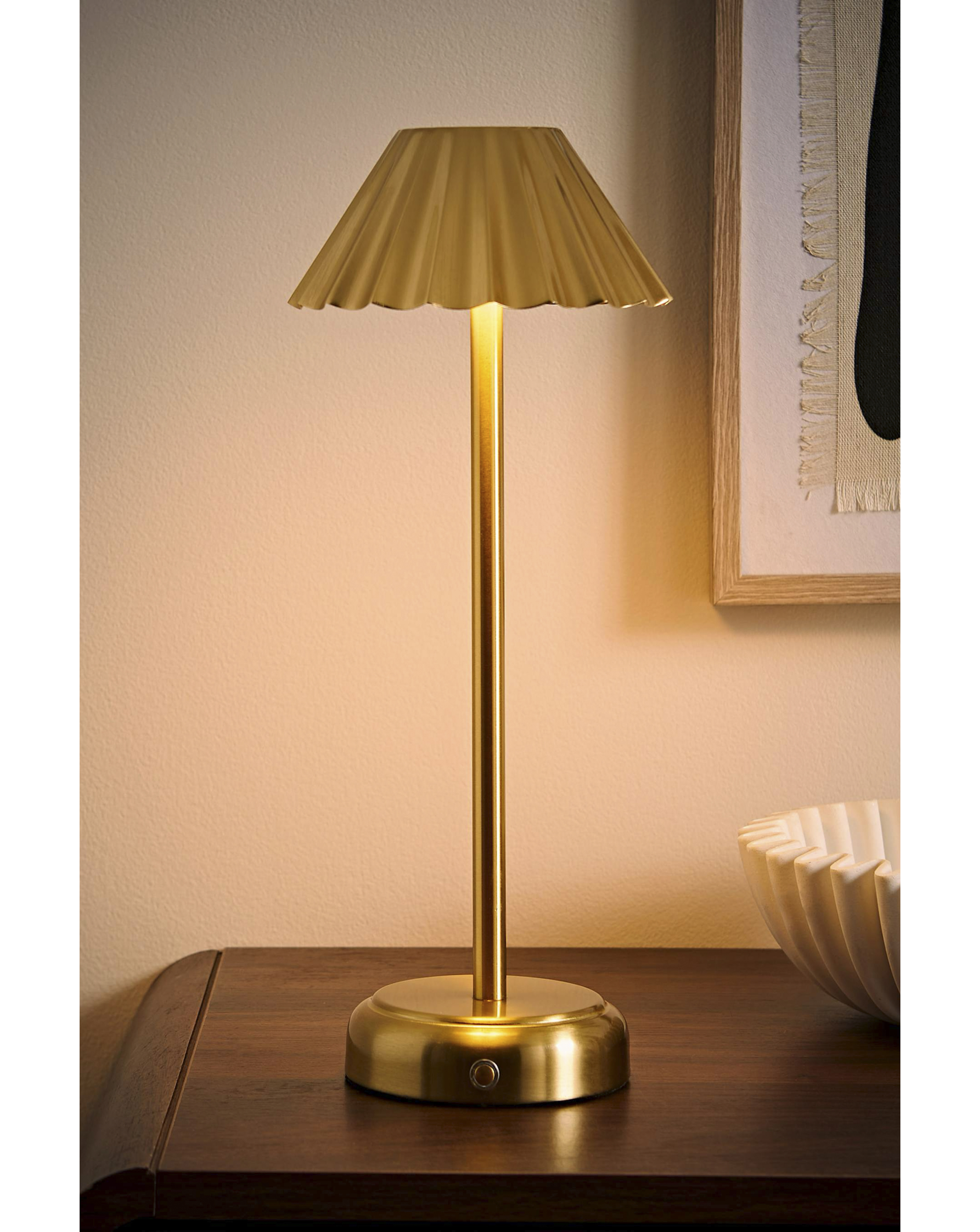 ValueLights Avery Gold Rechargeable LED Portable Table Lamp