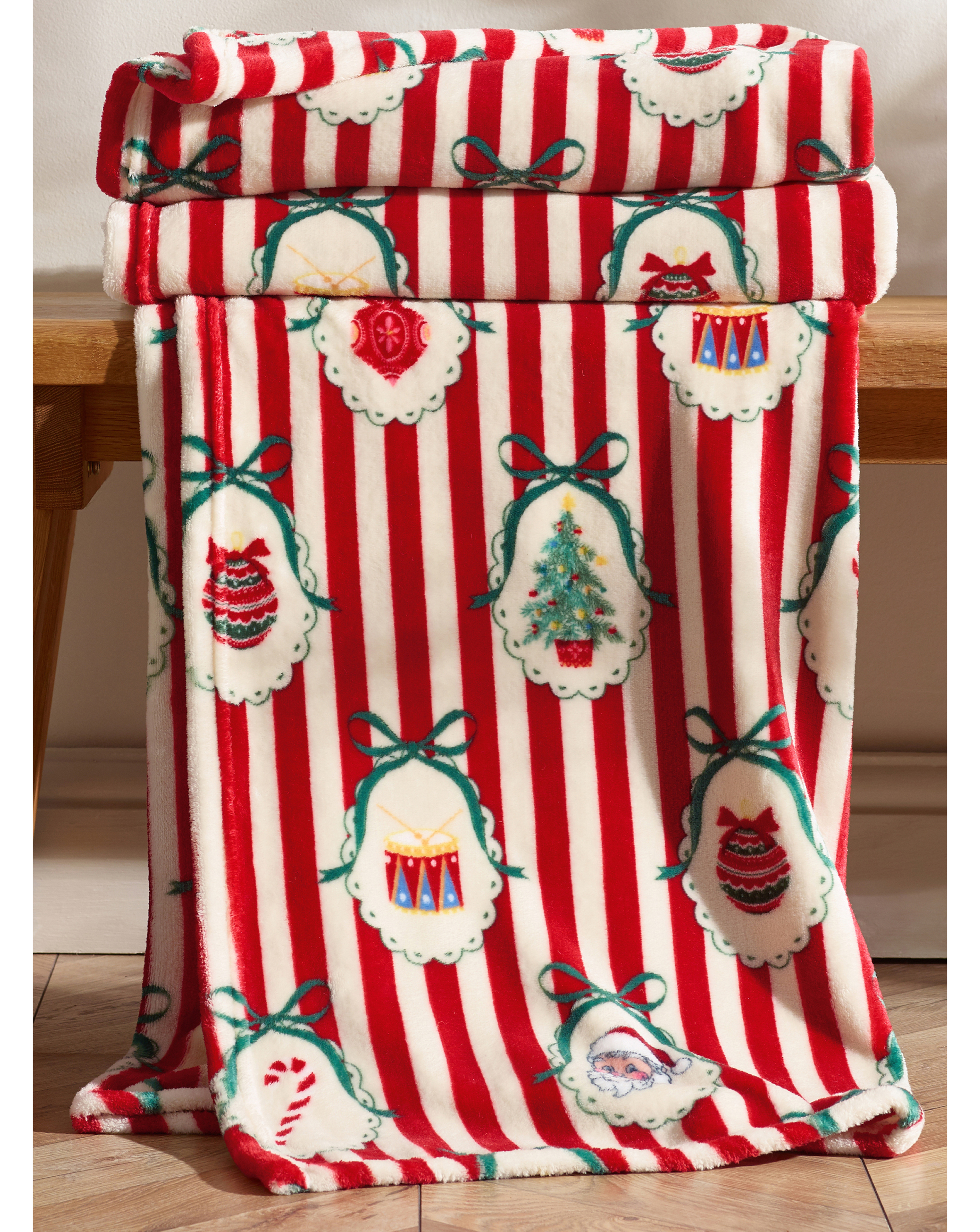 CL Christmas Vintage Stripe Throw