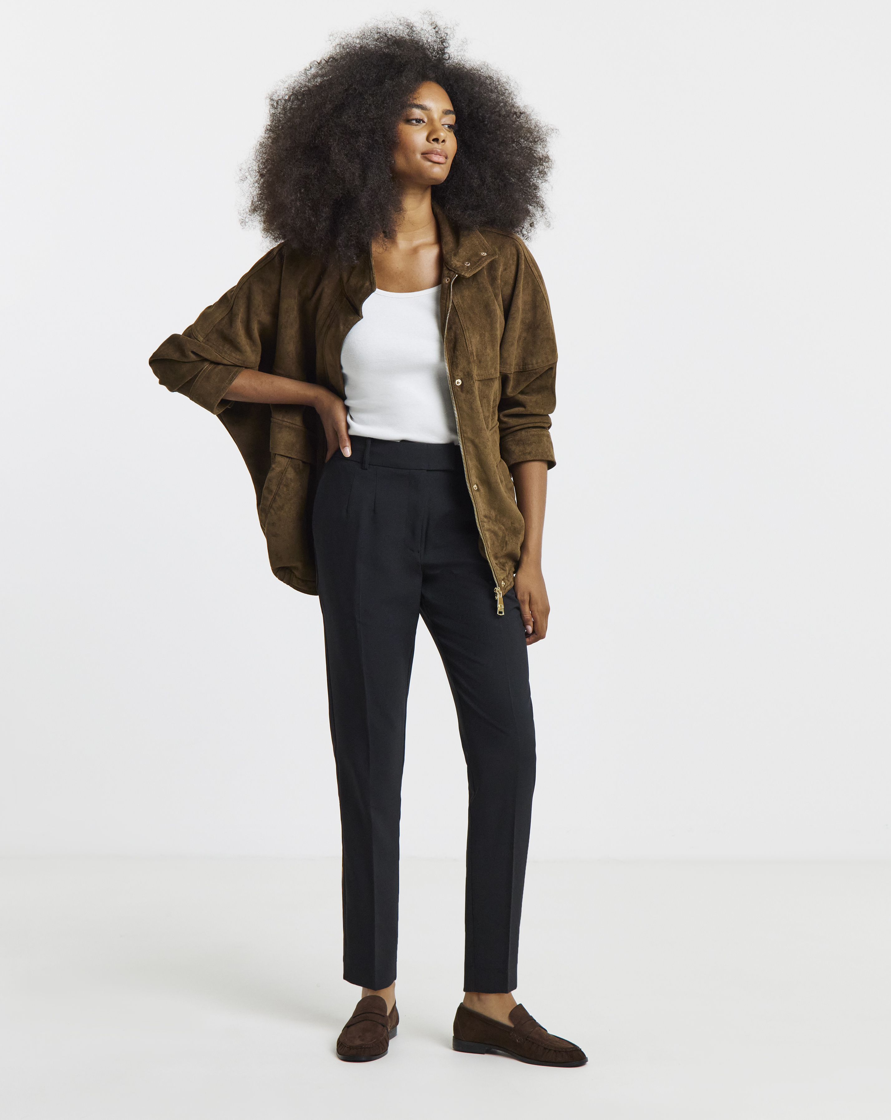 brown cigarette trousers with elasticated waist Color dark - RESERVED Chocolate Cigarette Trousers