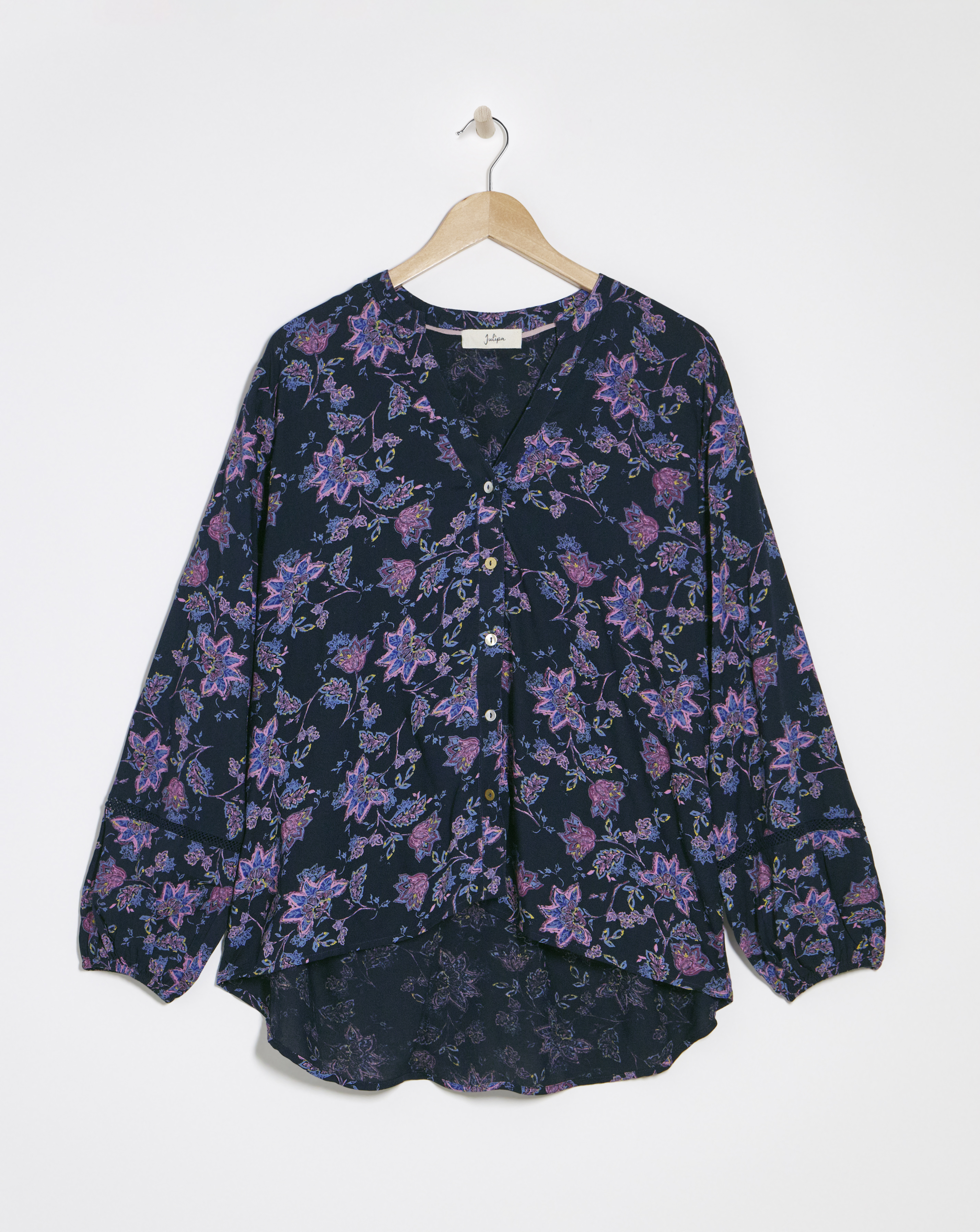 Julipa Lace Trim Printed Blouse
