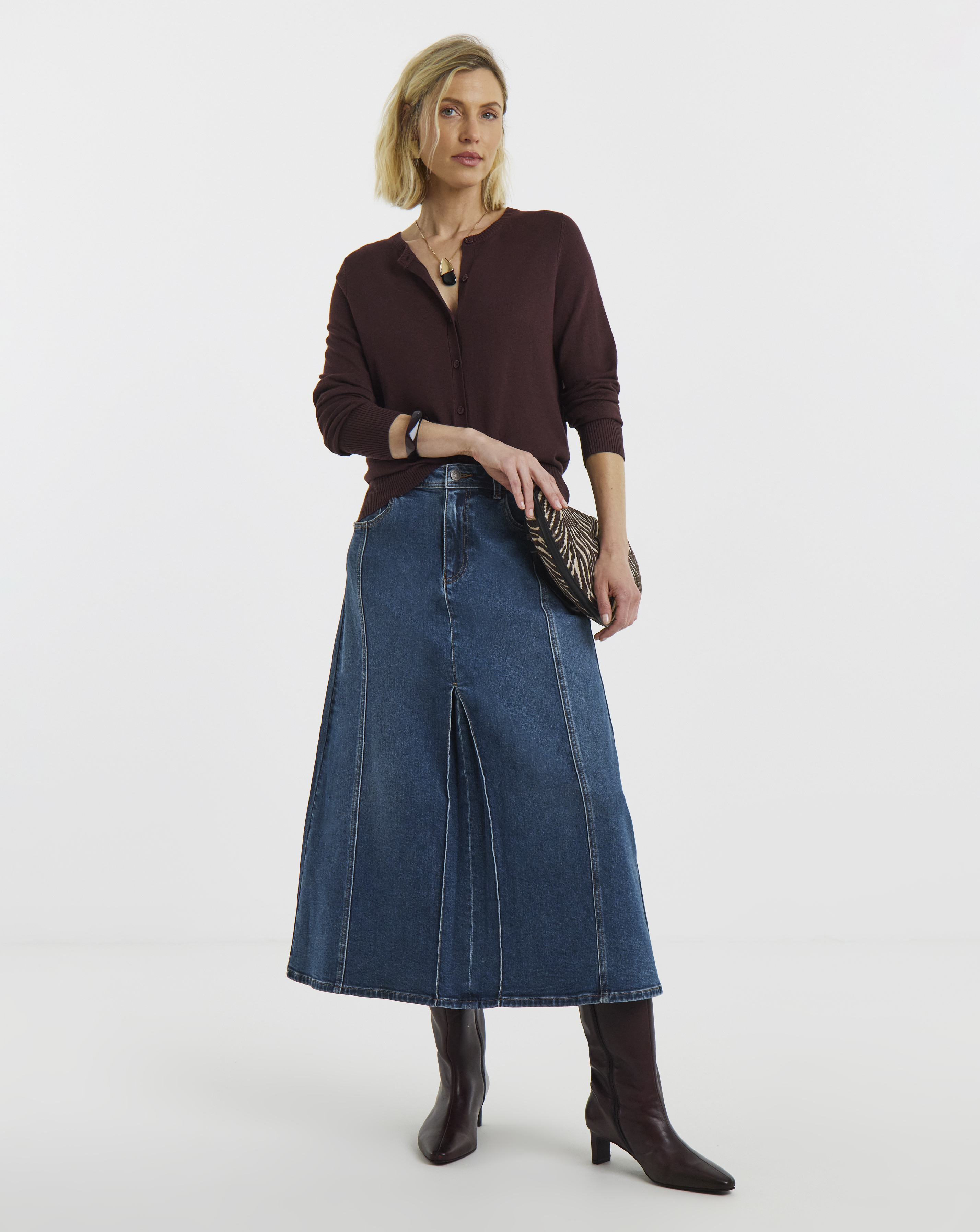 New In - Mid Blue A Line Denim Skirt