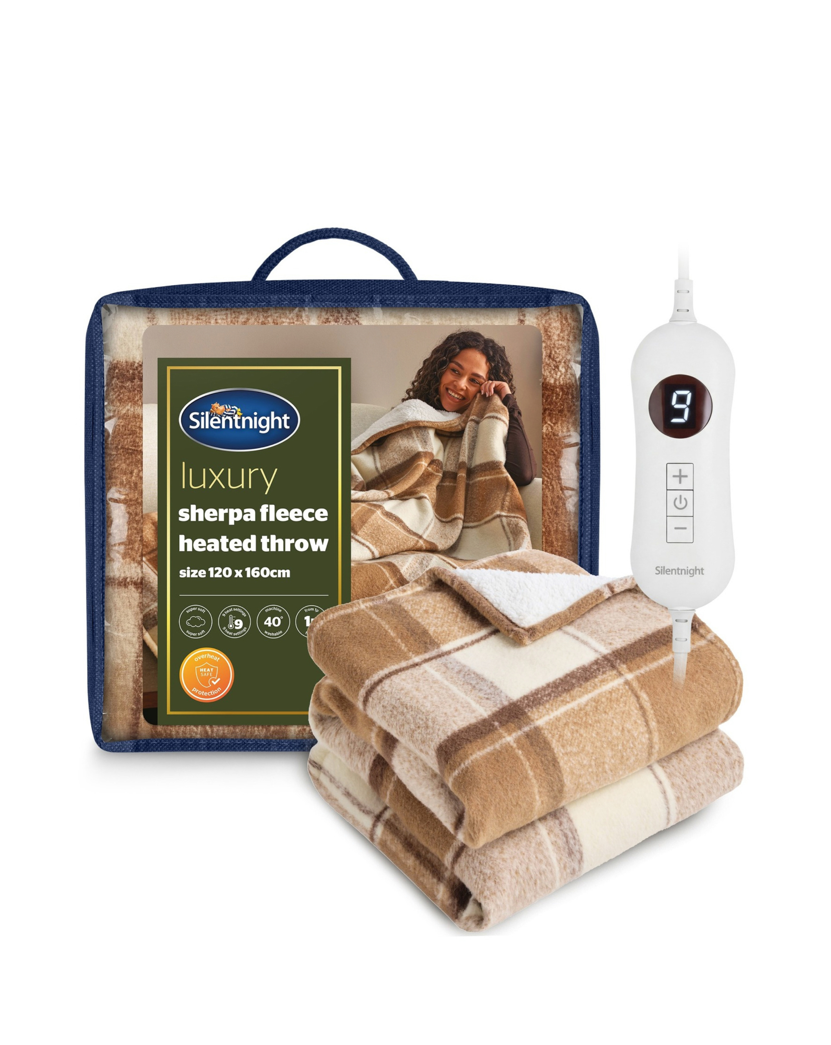 SN Luxury Check Fleece Heated Throw