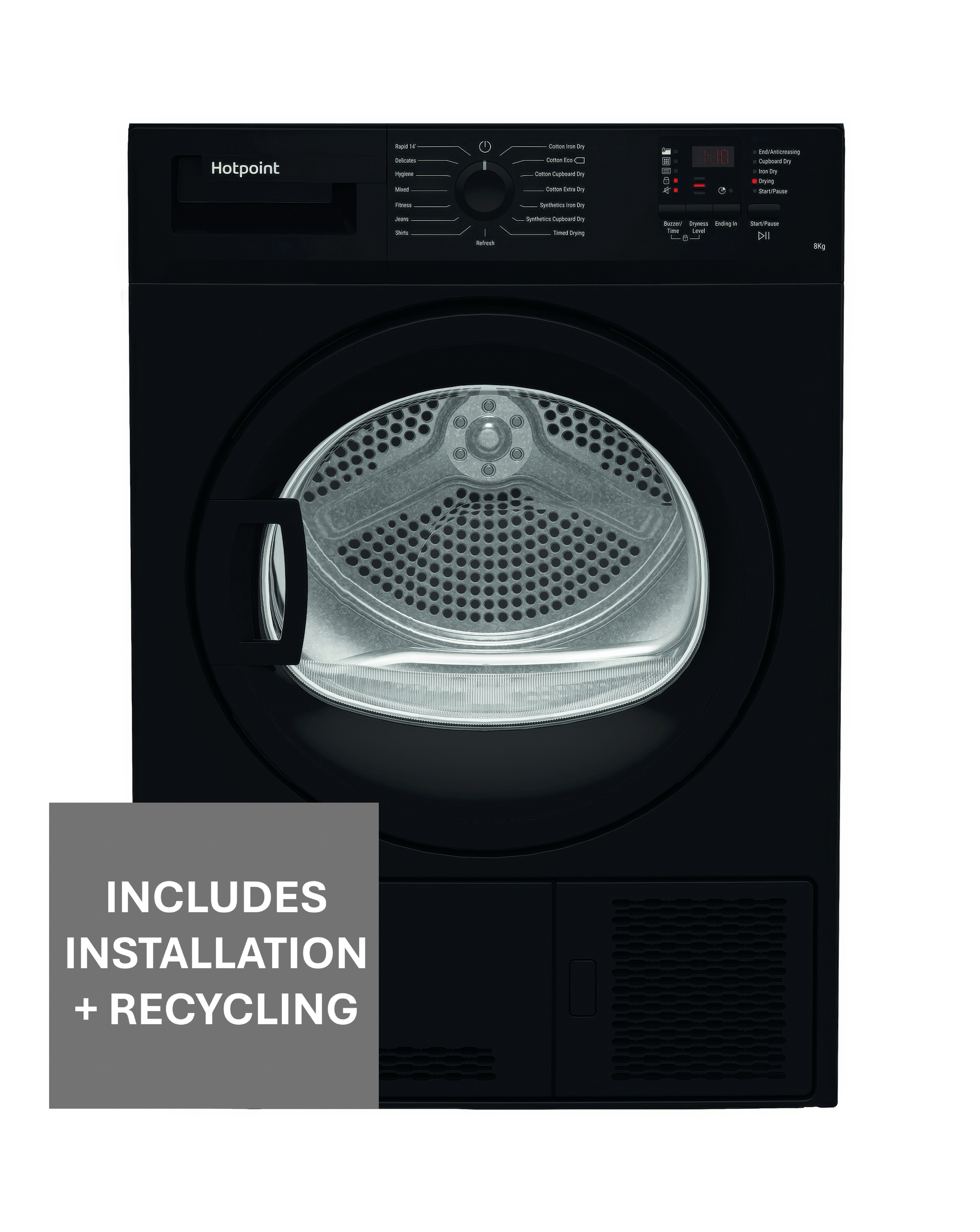 Hotpoint C HD C82 BBGD UK Condenser Tumble Dryer 8kg Black + Install