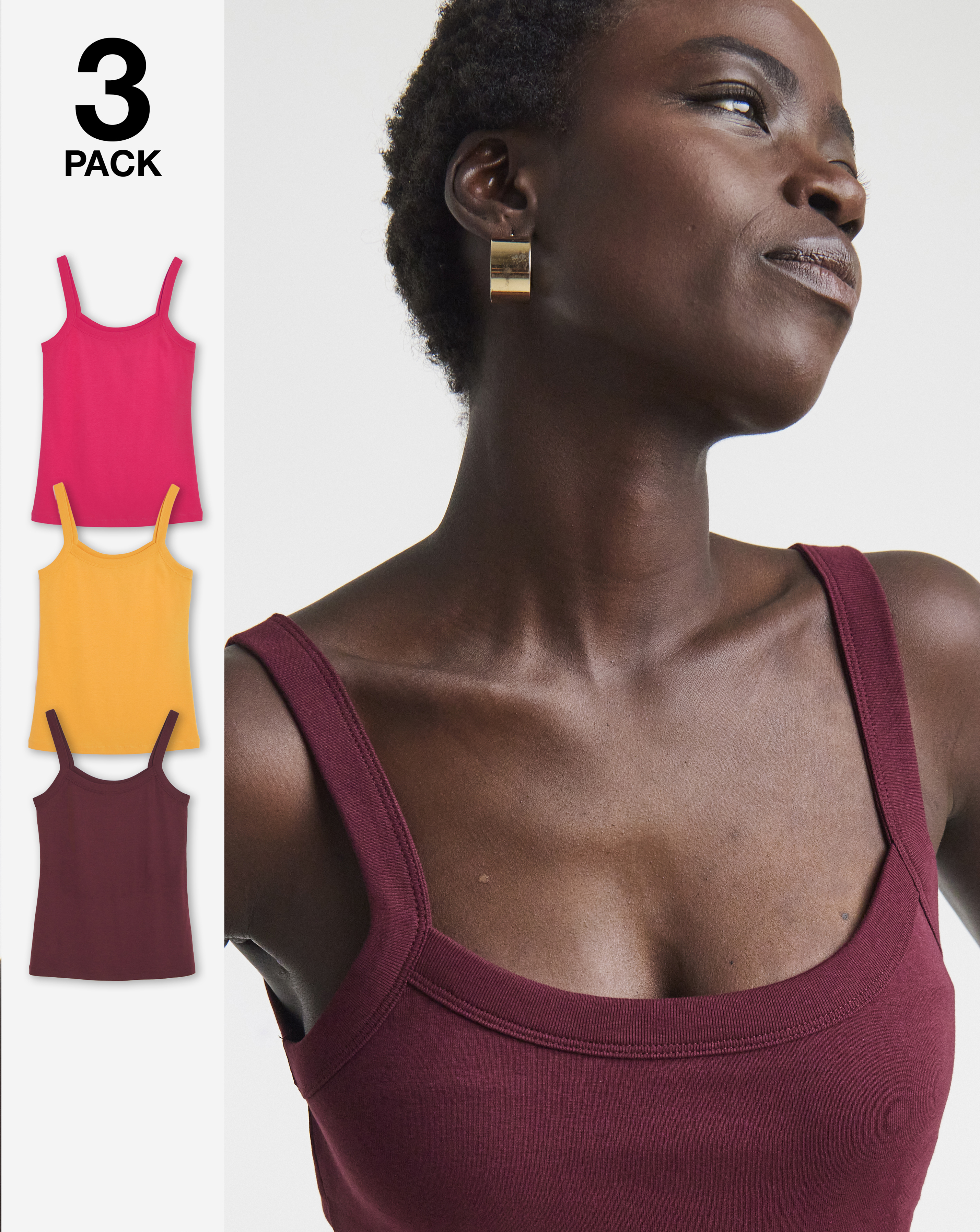 3 Pack Thick Strap Cami