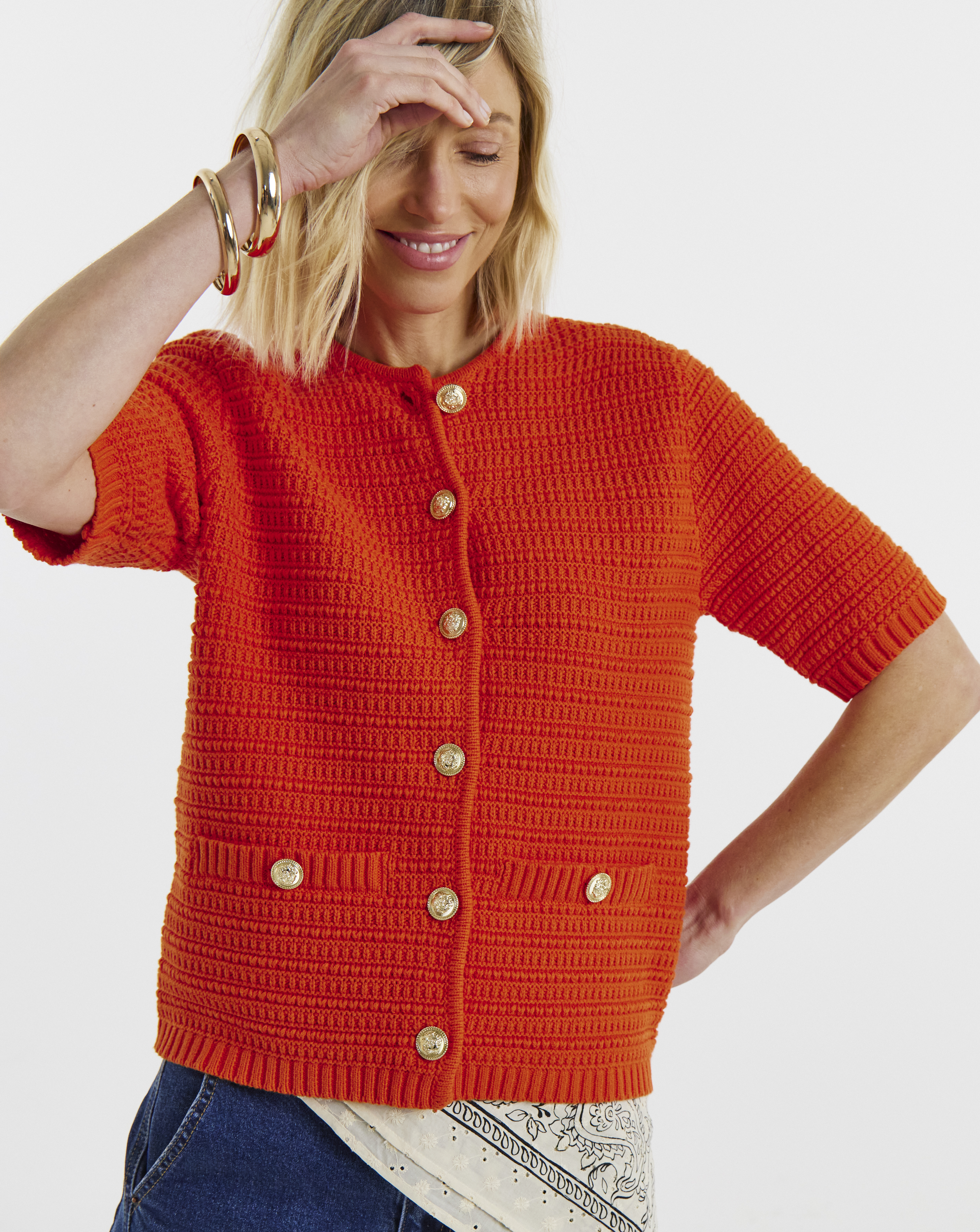 New In - Stitch Detail Short Sleeve Cardigan