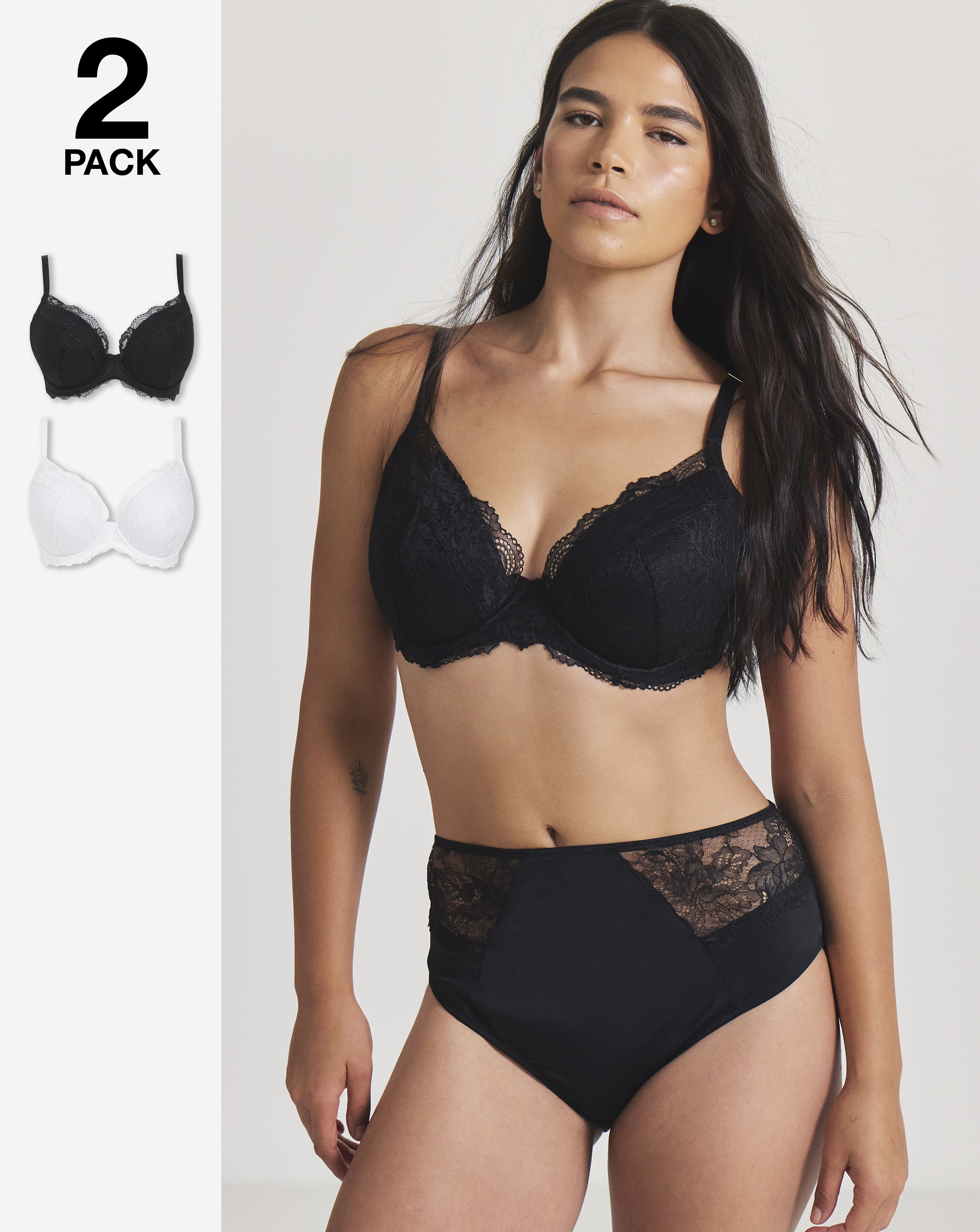 2 Pack Ella Plunge Wired Bras