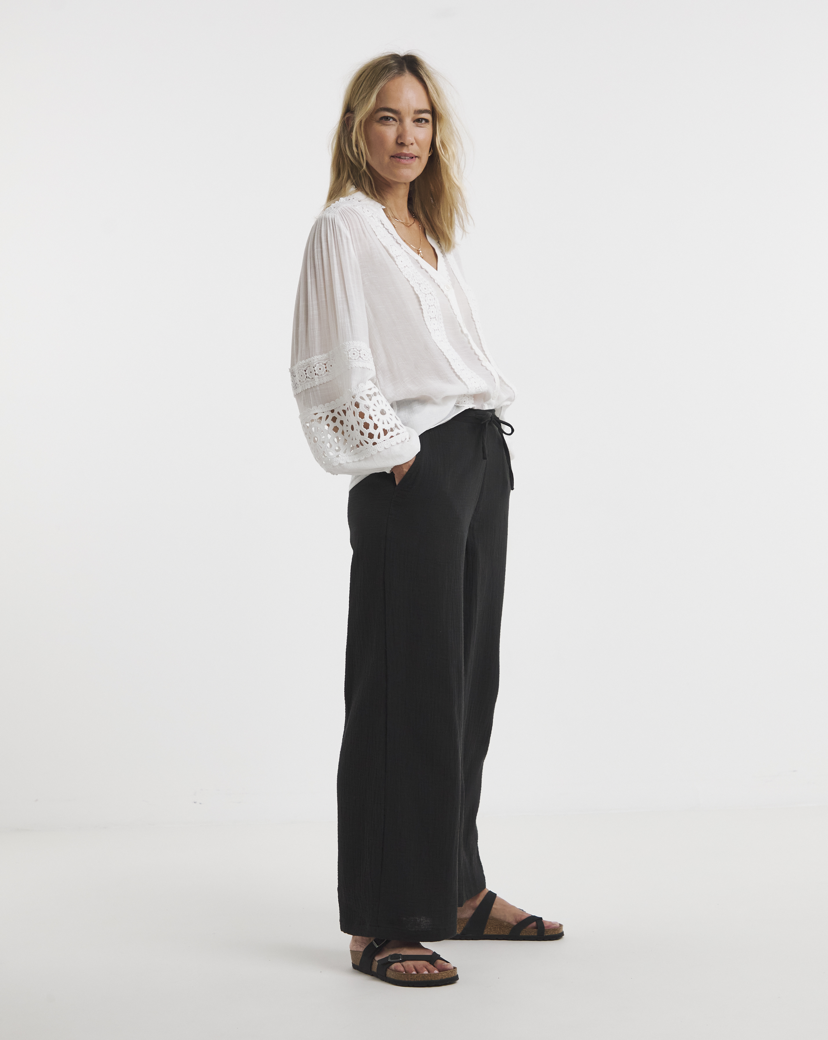 Pure Cotton Wide Leg Trousers
