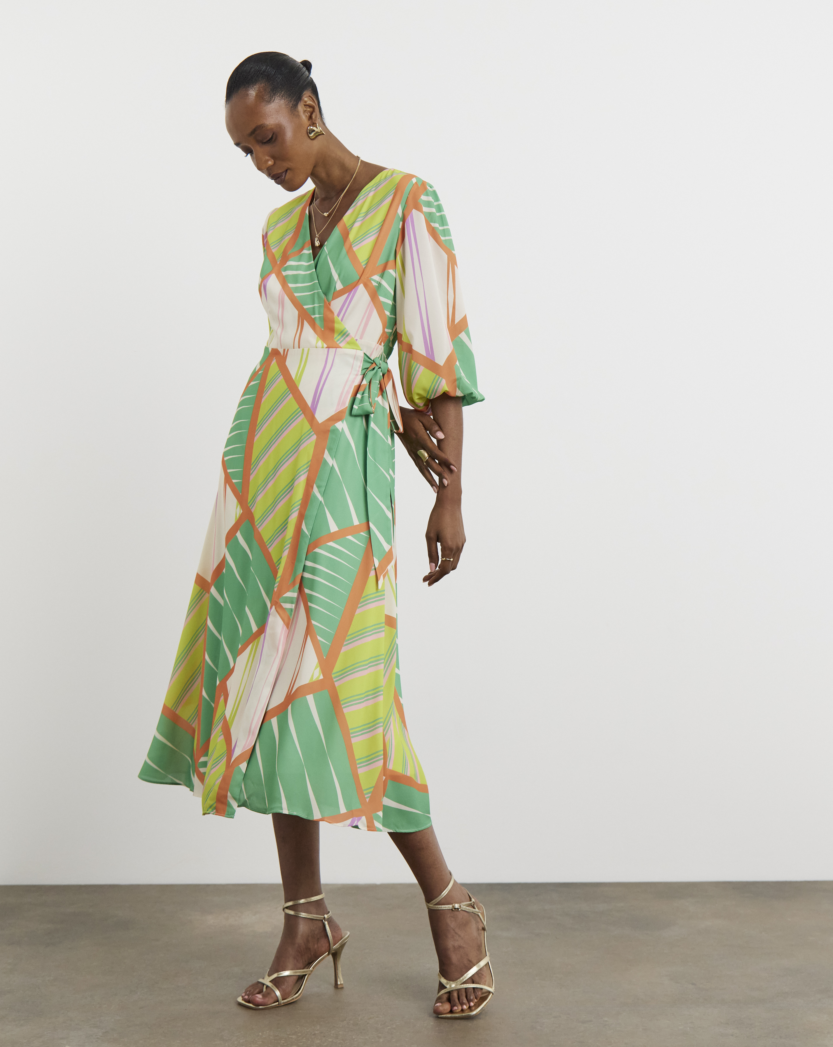 Joanna Hope Printed Wrap Midi Dress