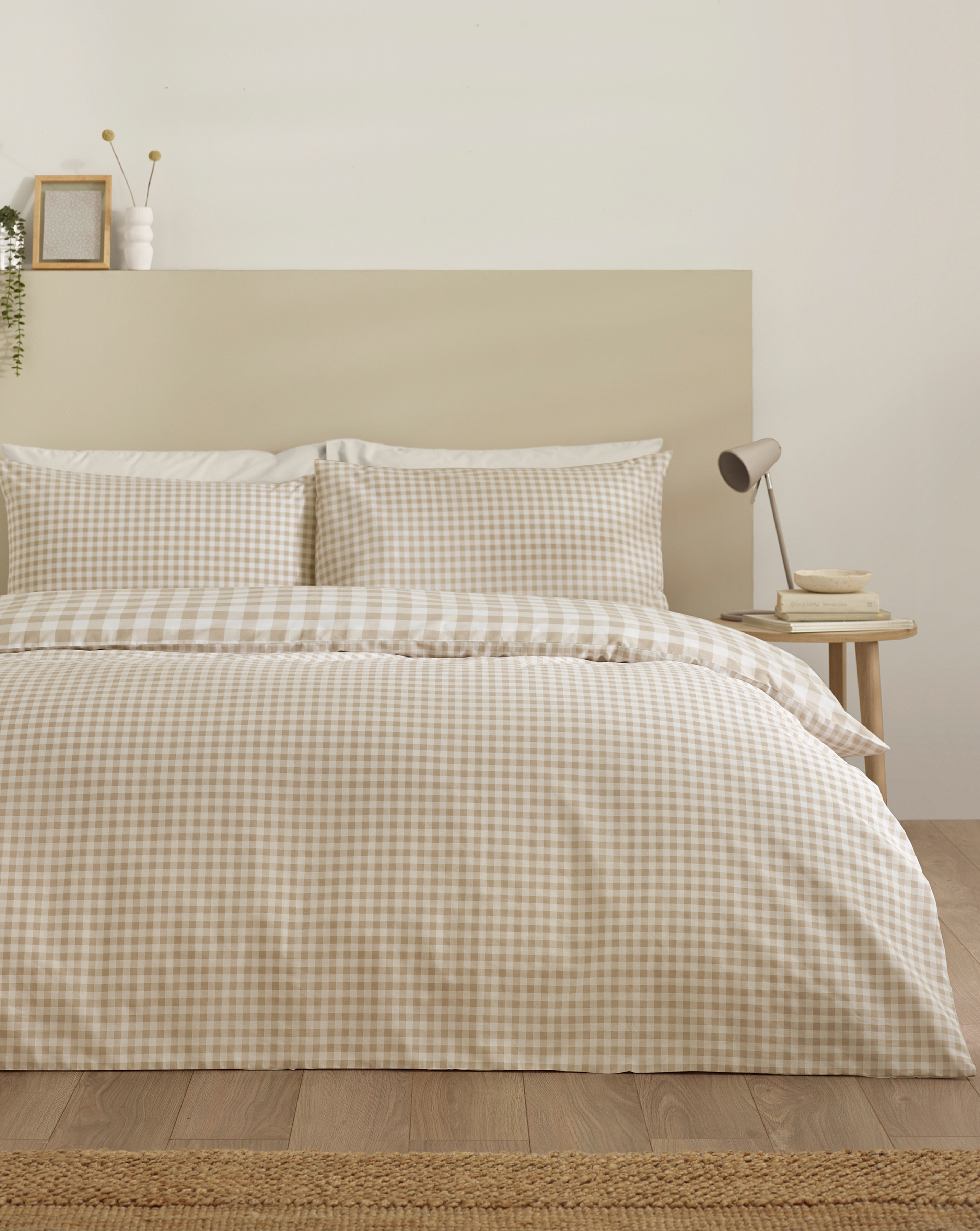 Catherine Lansfield Men's Natural Cl Bamford Gingham Check Duvet Set Ntl Large