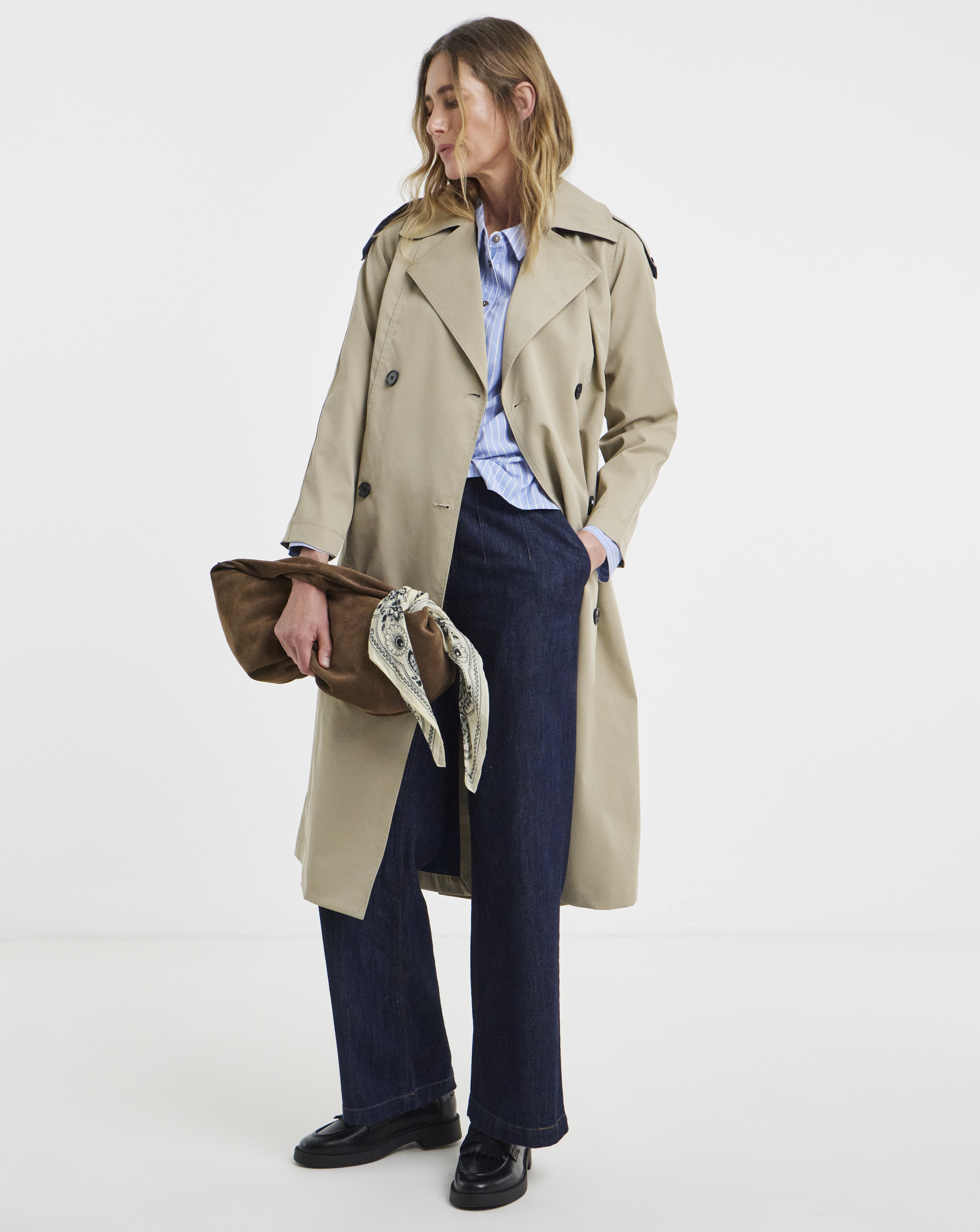 Contrast Camel Trench Coat