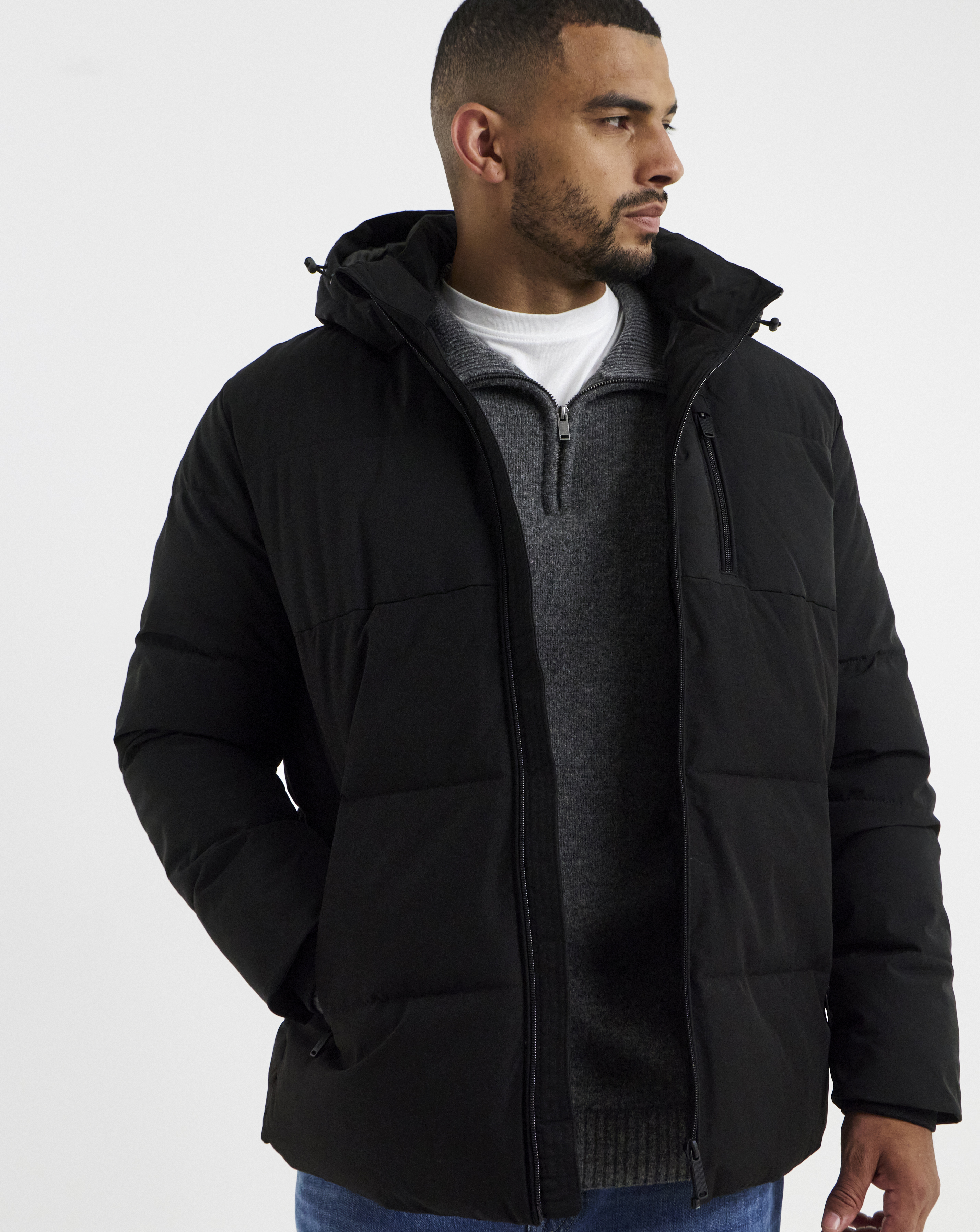 Jack & Jones Men's Black Becks Puffer Coat