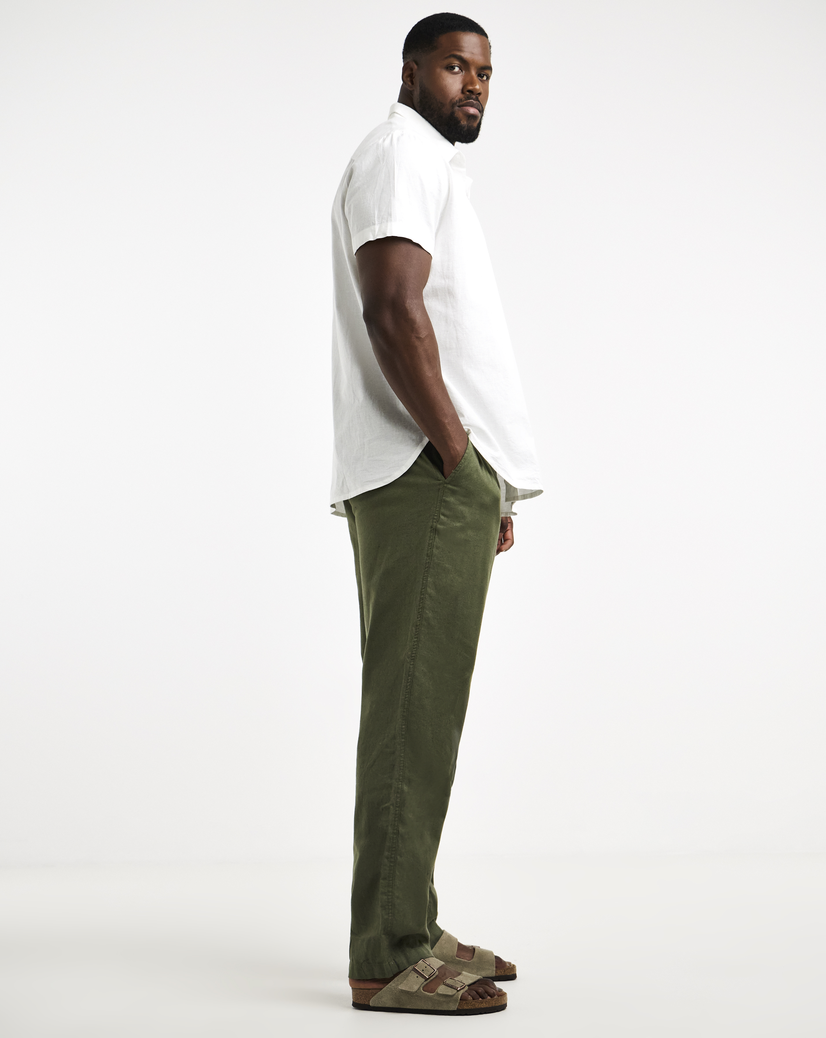 Linen Blend Elasticated Straight Fit Trouser