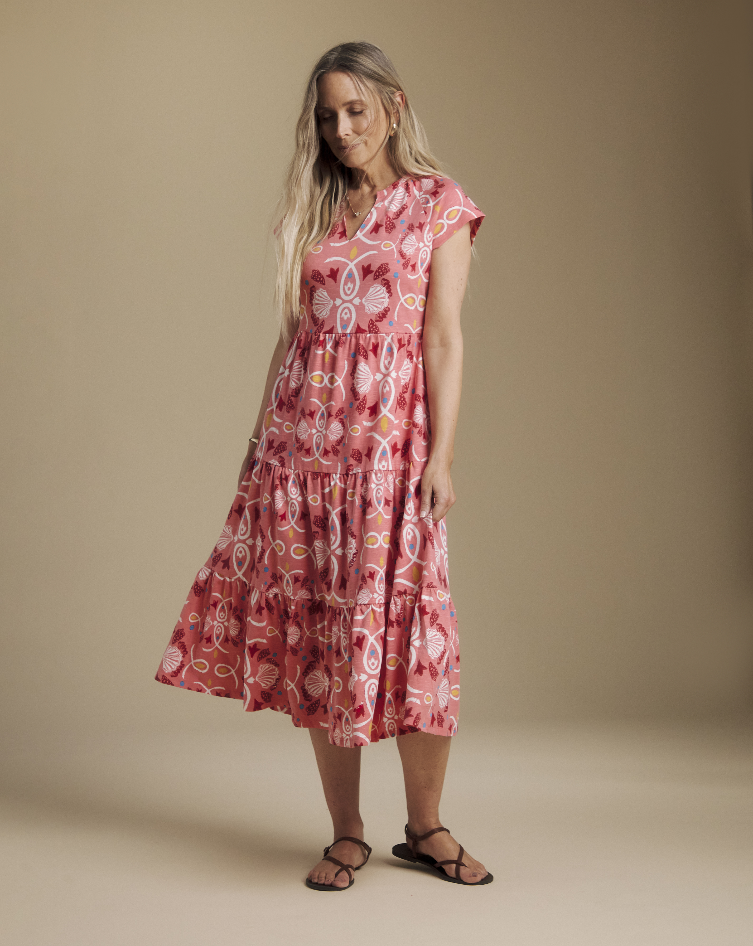 Julipa Tiered Cotton Midi Dress