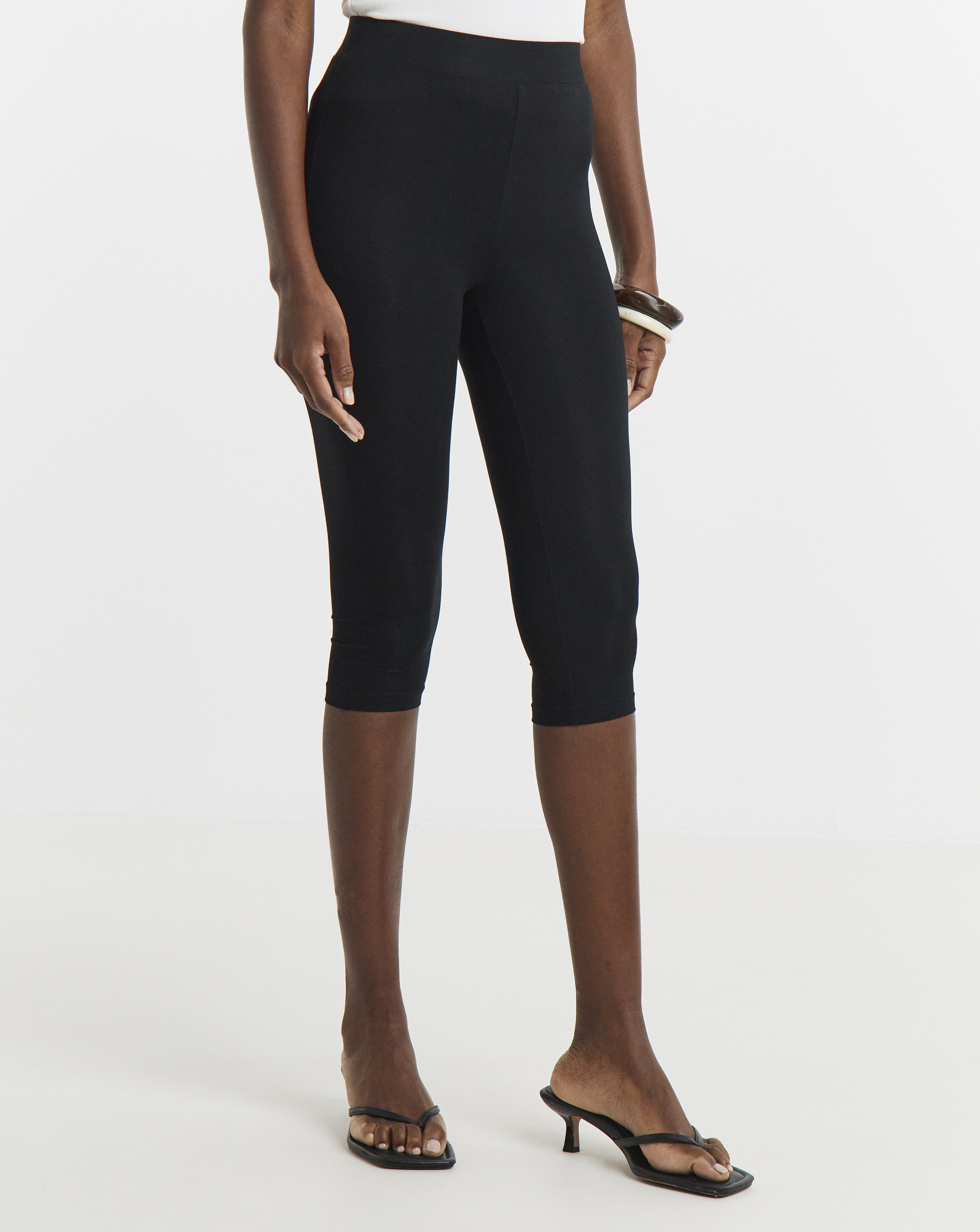 Black Cropped Jersey Leggings