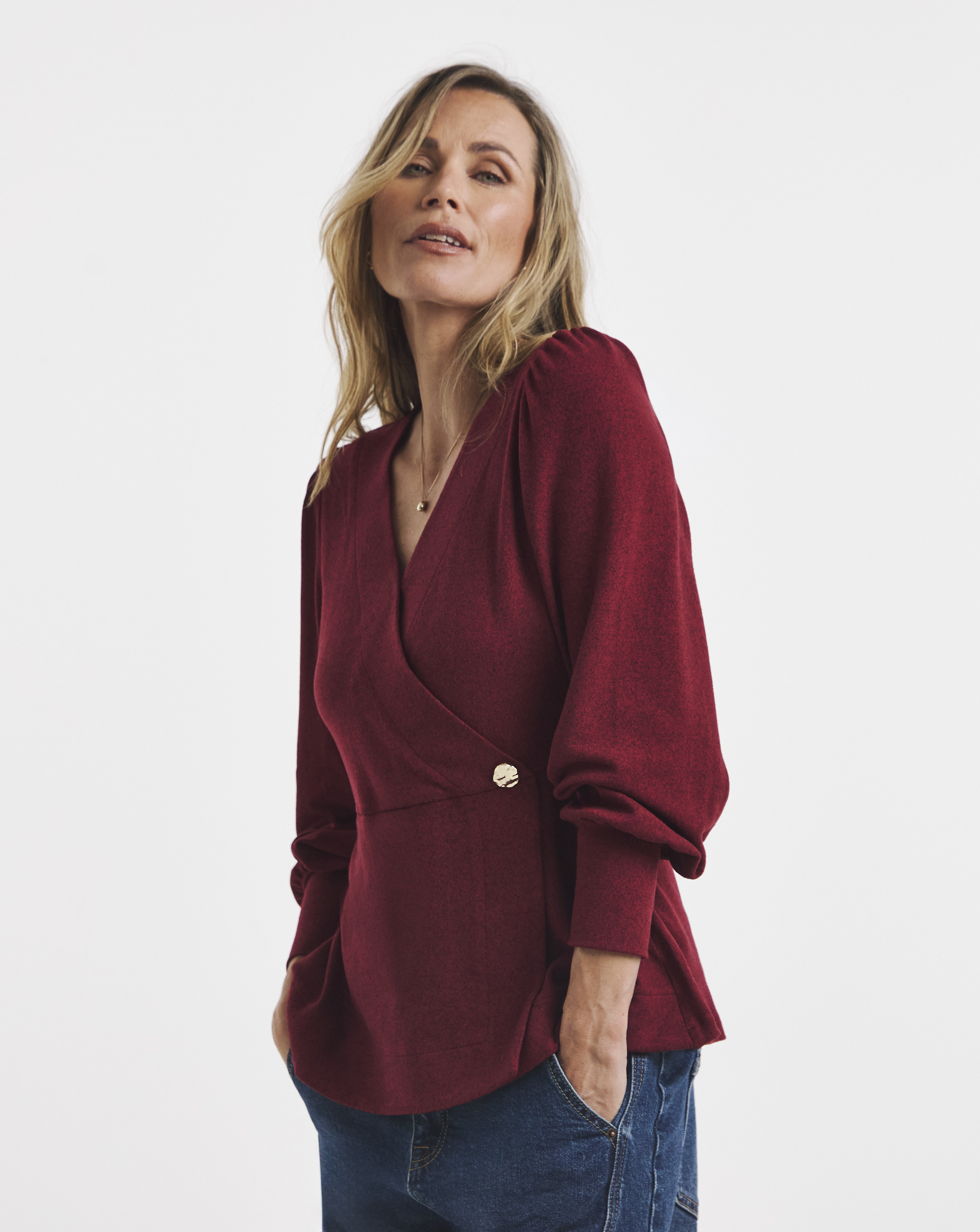 V Neck Wrap LS Cosy Top