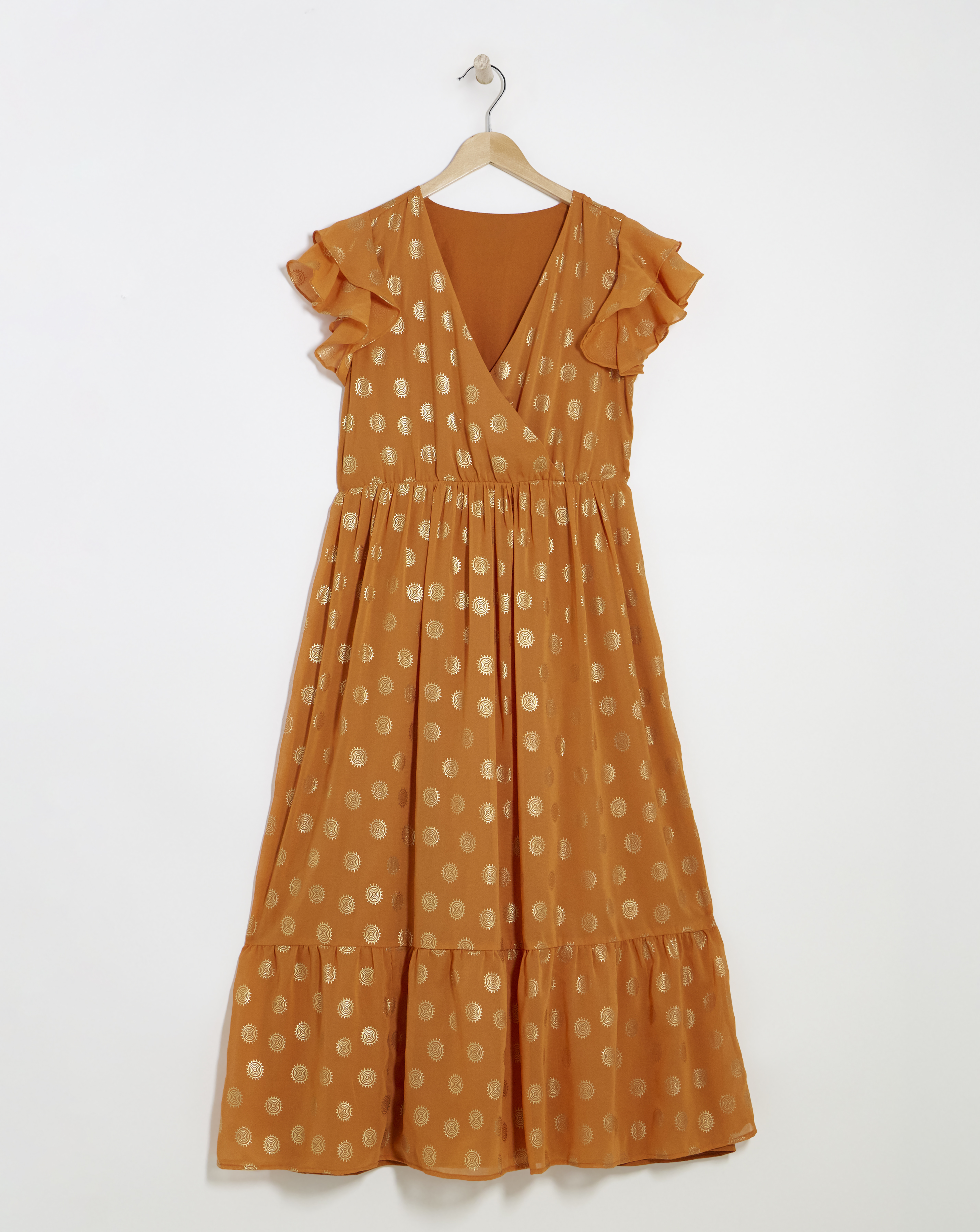 Lovedrobe Wrap Front Flutter Sleeve Midaxi Dress
