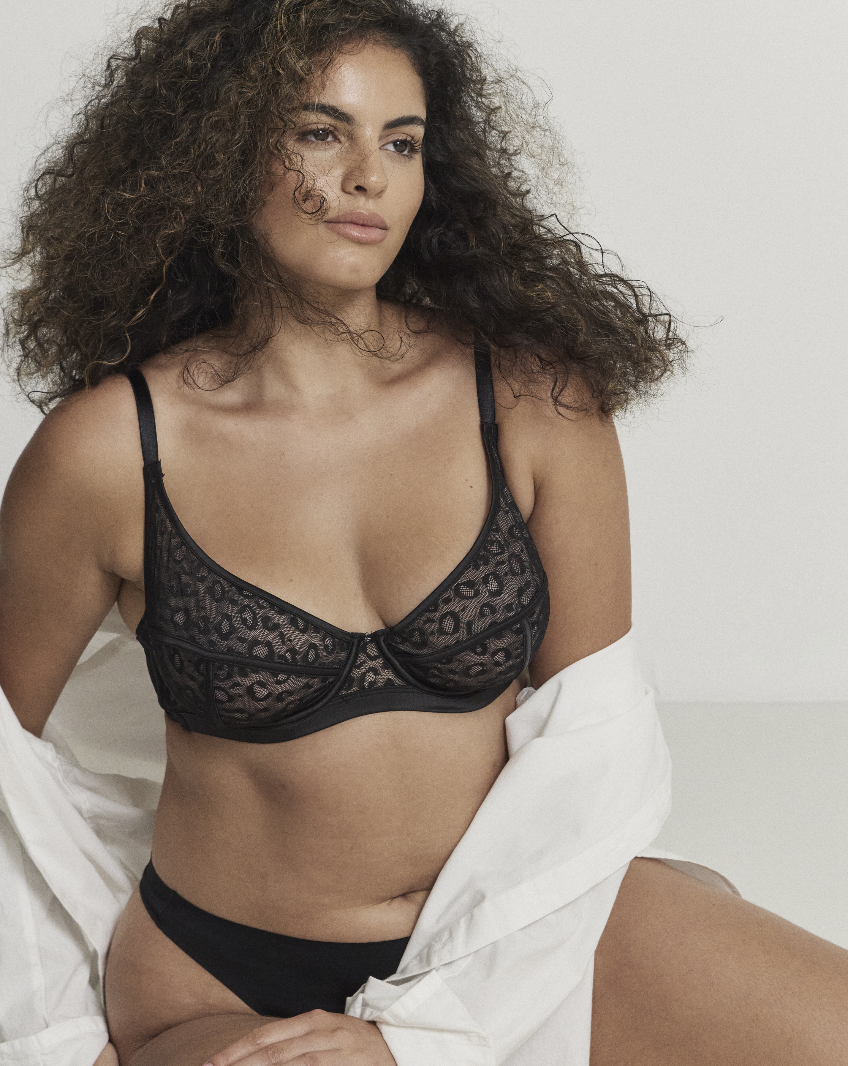 Figleaves Pimlico Underwired Plunge Bra In Black leopard | UK Size 30B Women's
