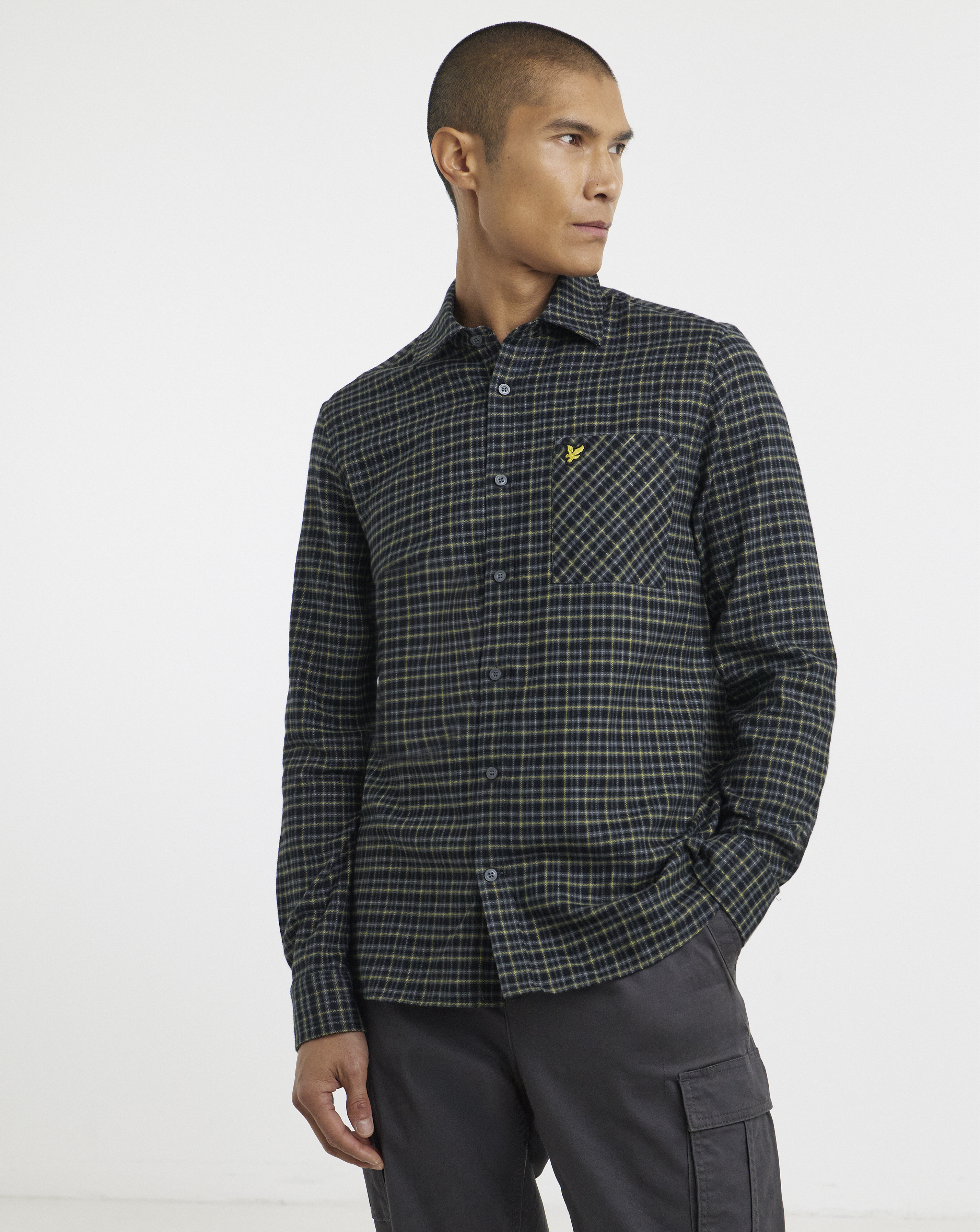 Lyle and Scott Men's Long Sleeve Tartan Flannel Shirt in Black XL - Image 3
