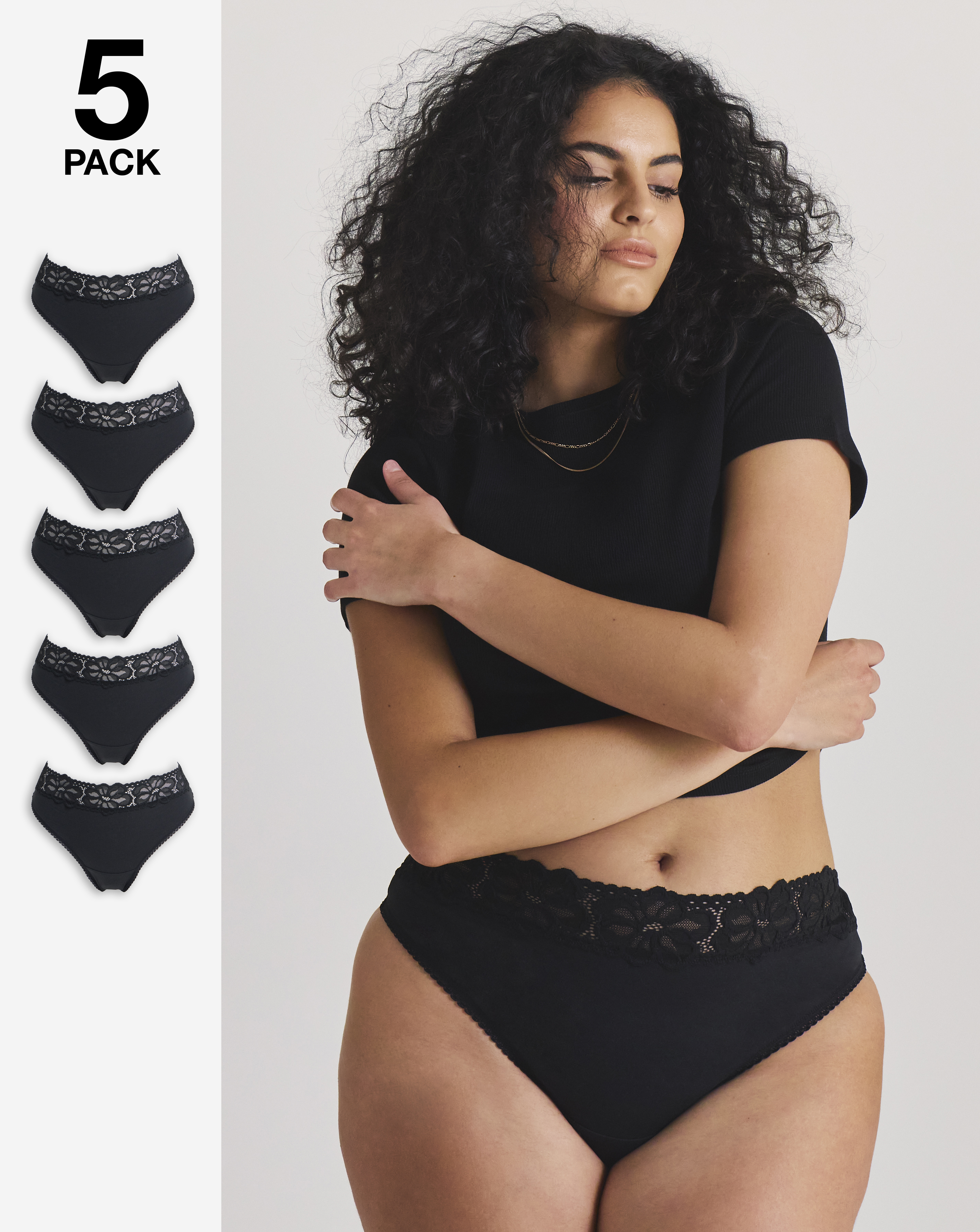 New In - Pretty Secret 5 Pack Lace Top Thongs