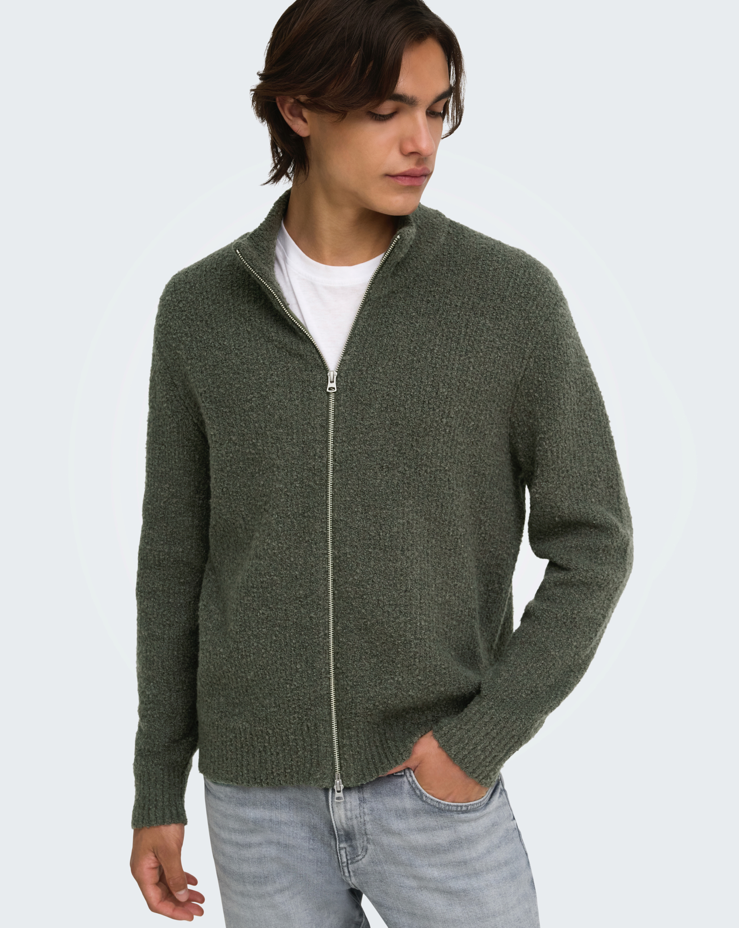 Only & Sons Men's Beluga Dale Knit Cardigan - Grey