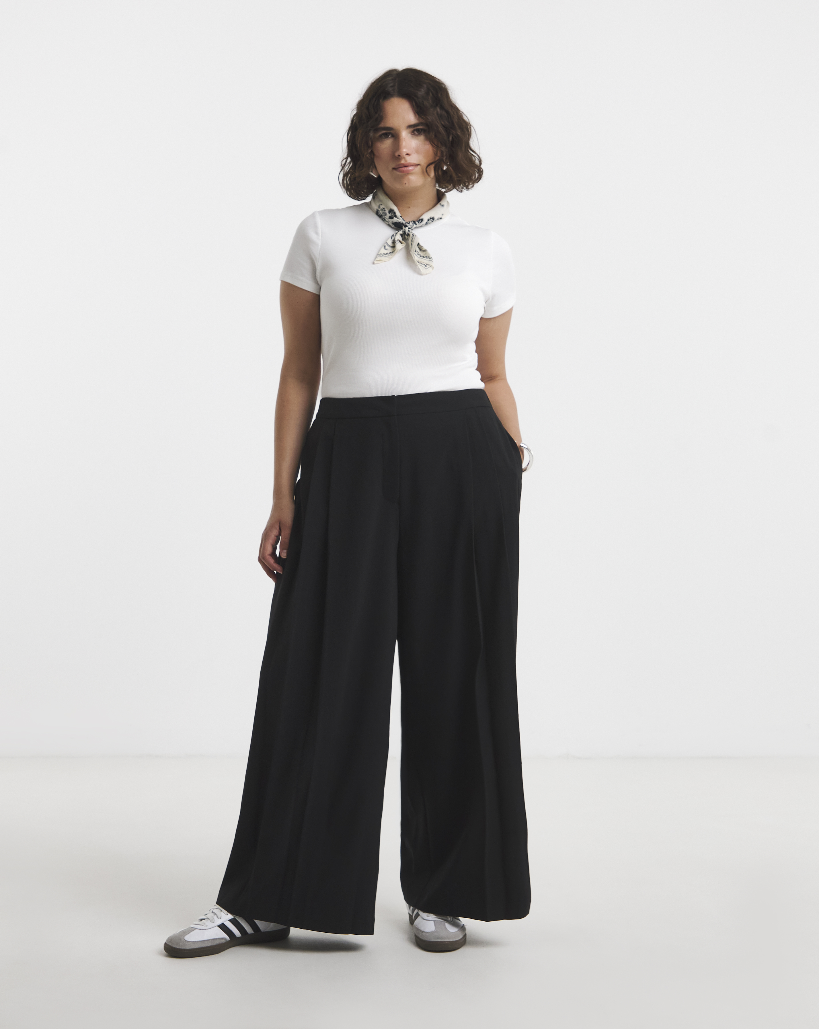 Black Magisculpt Pleated Wide Leg Trousers Regular