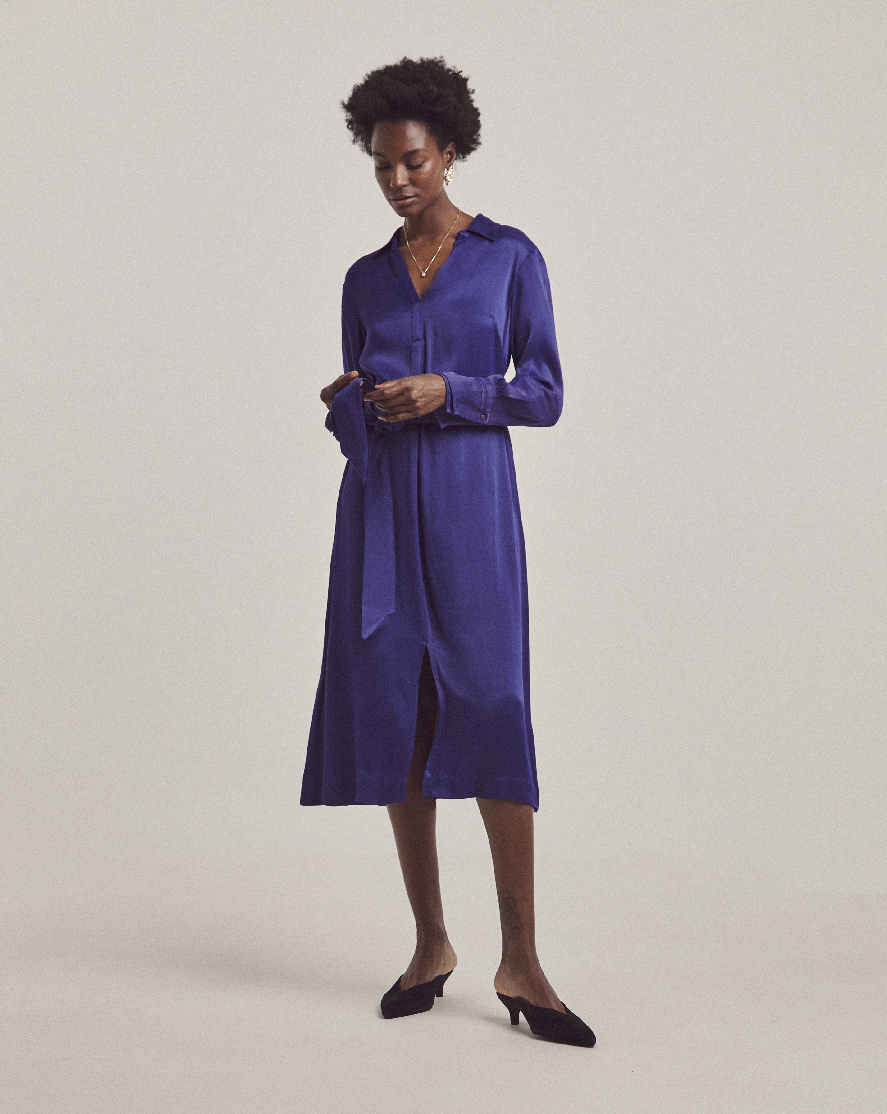 Anthology Premium Satin Shirt Dress