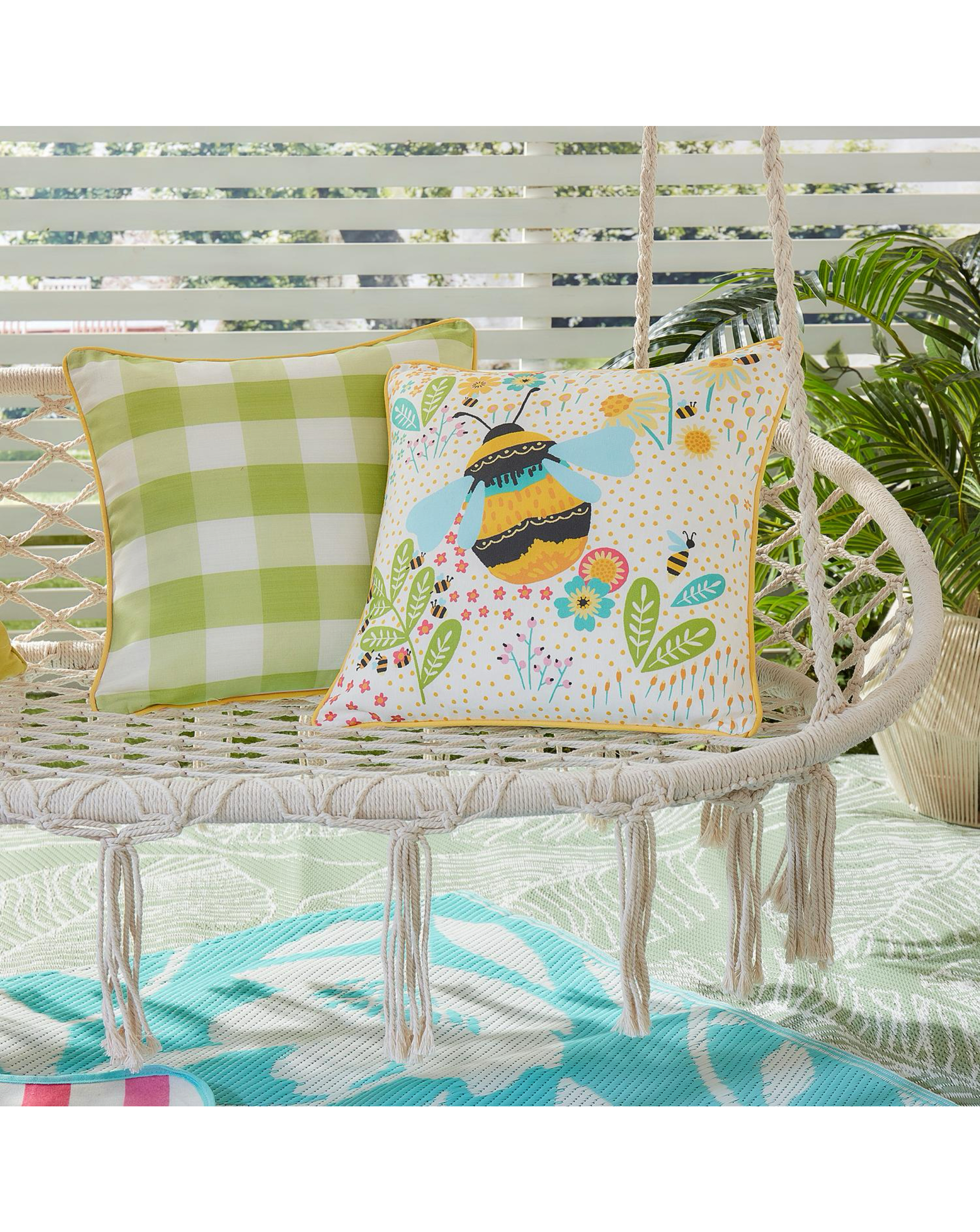 New In - Fusion Buzzy Bee Outdoor Filled Cushion