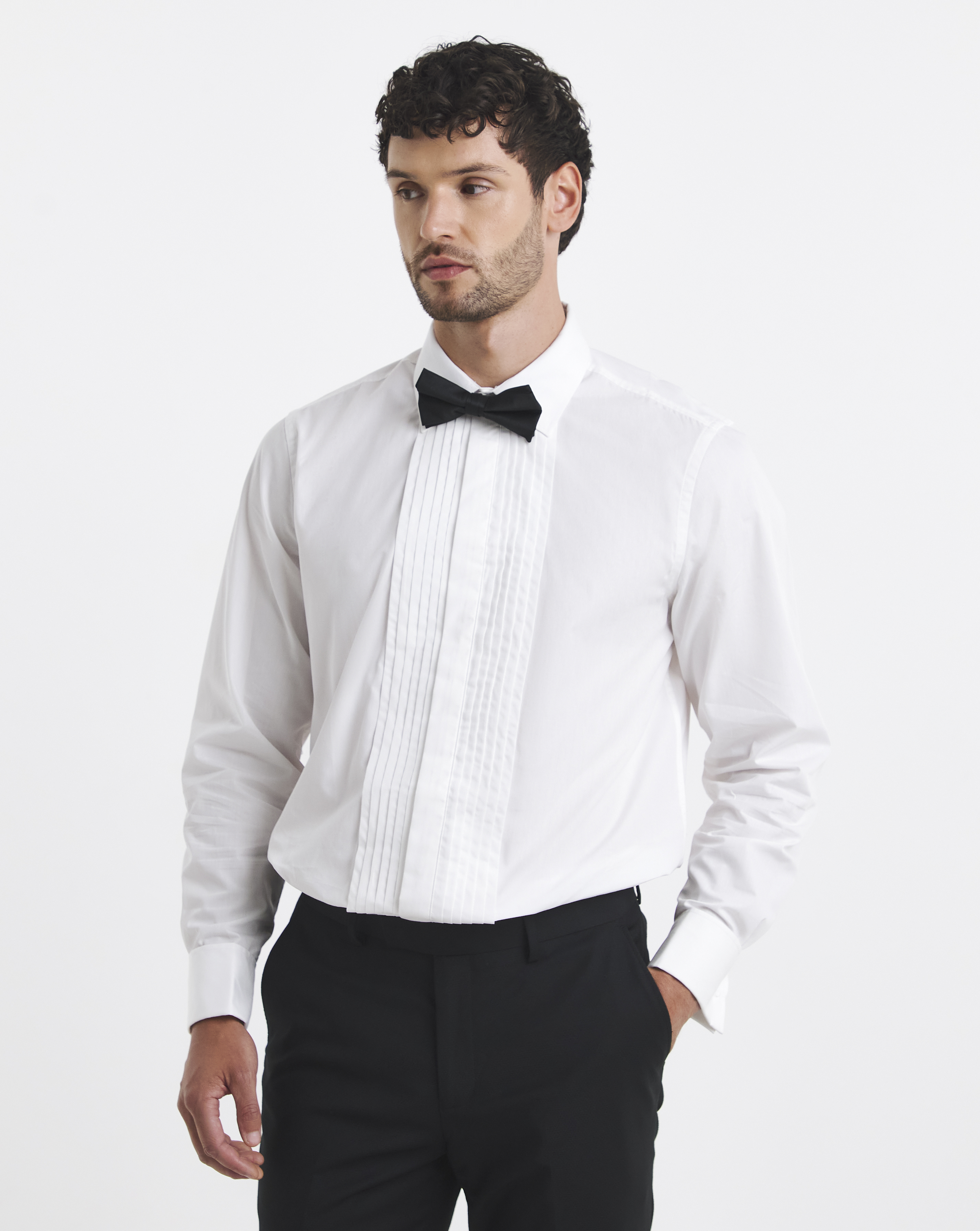 Poplin Dinner Shirt Set With Bow Tie