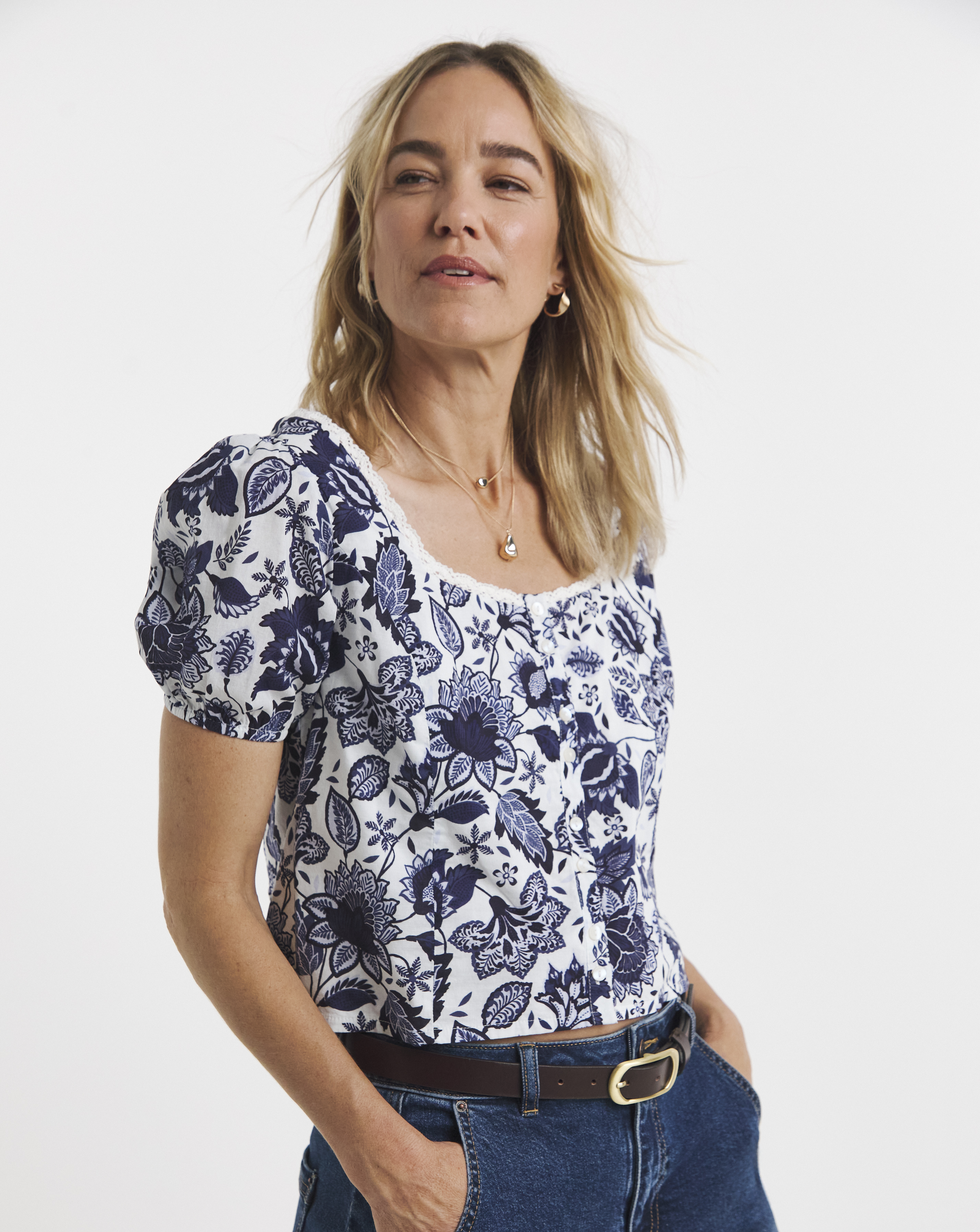 Anise Button Front Co-Ord Top