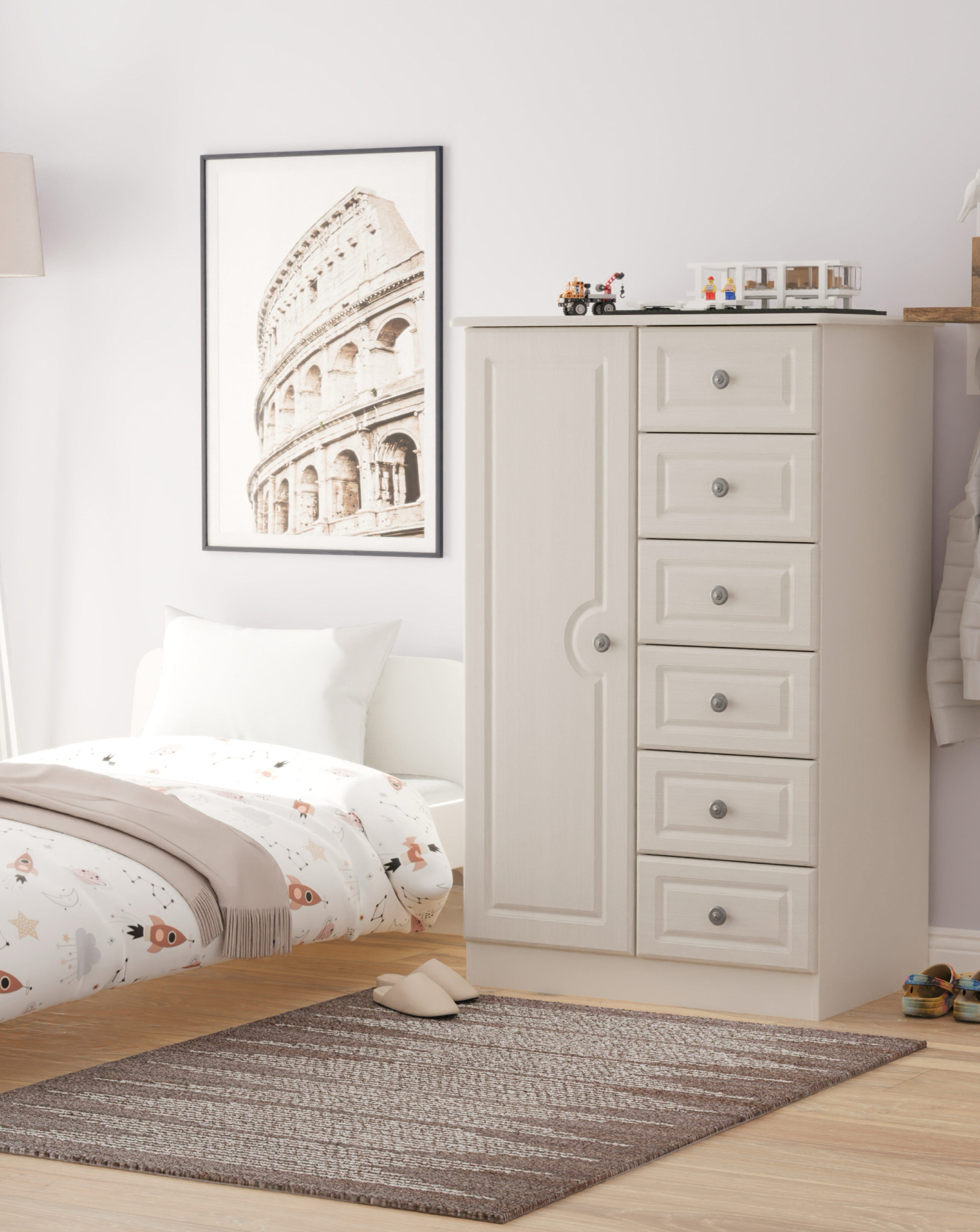 Peregrine 1 Door 5 Drawer Kids Robe