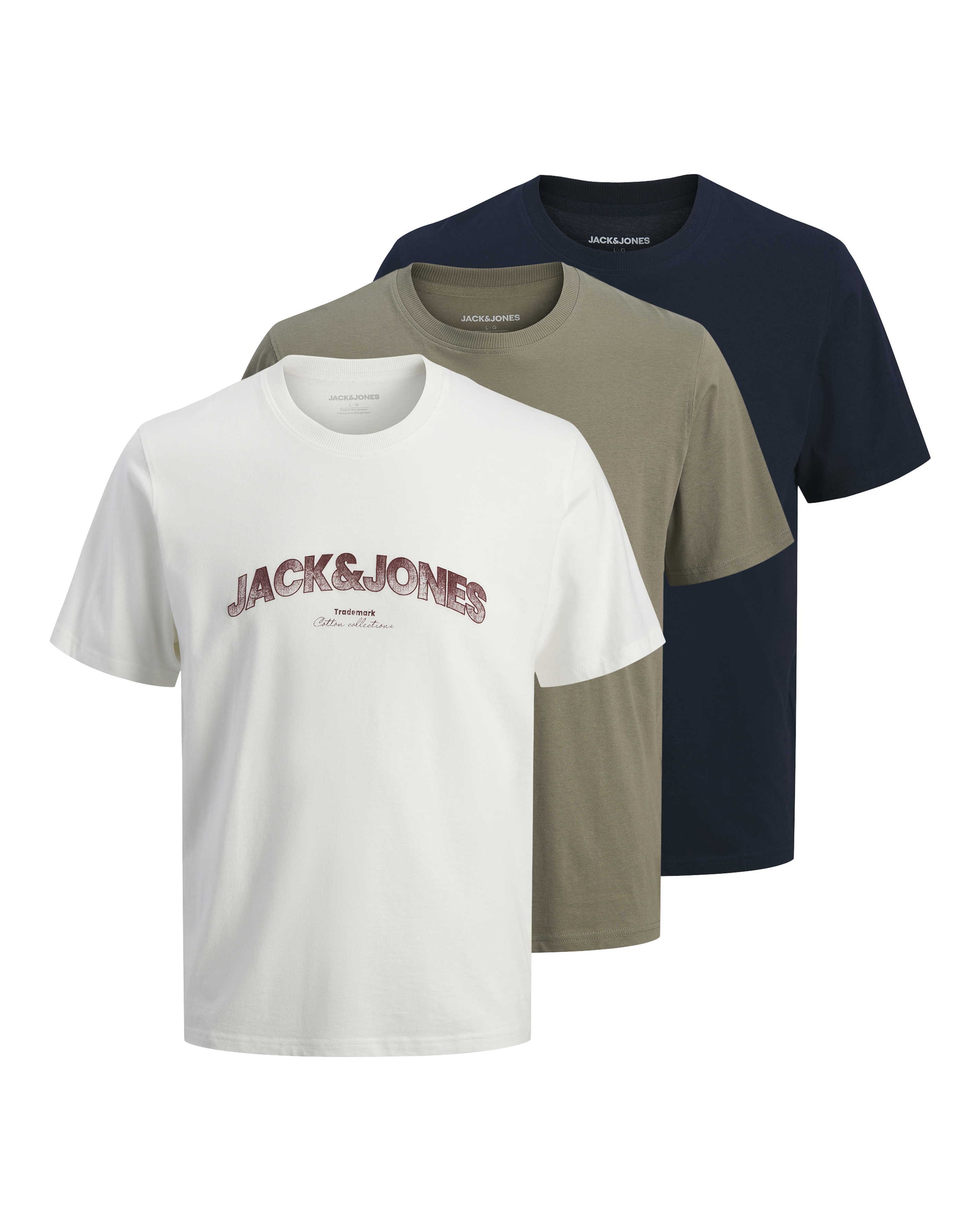 Jack & Jones Men's Multi Avery 3-Pack T-Shirt Size 3