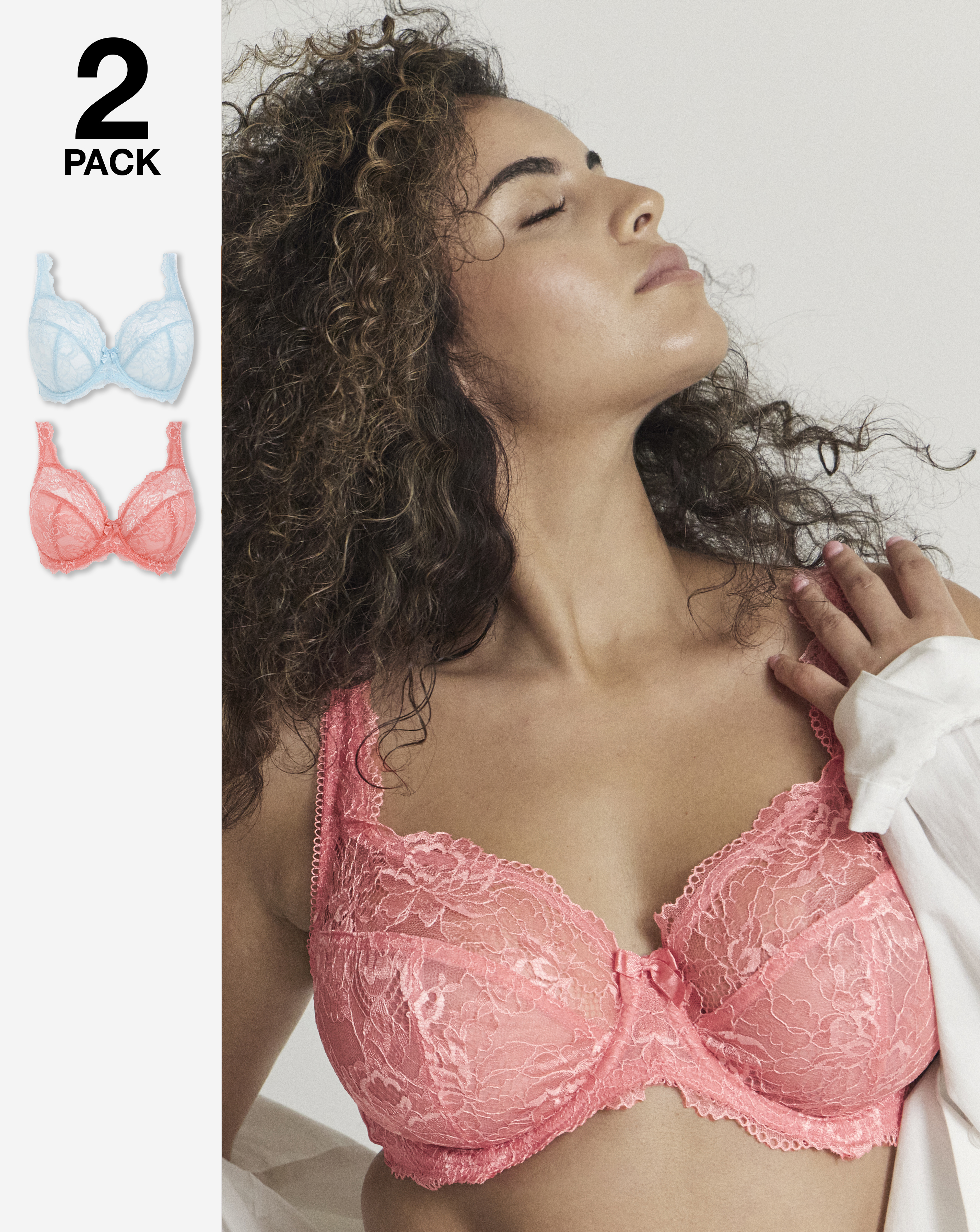 2 Pack Ella Lace Full Cup Wired Bras