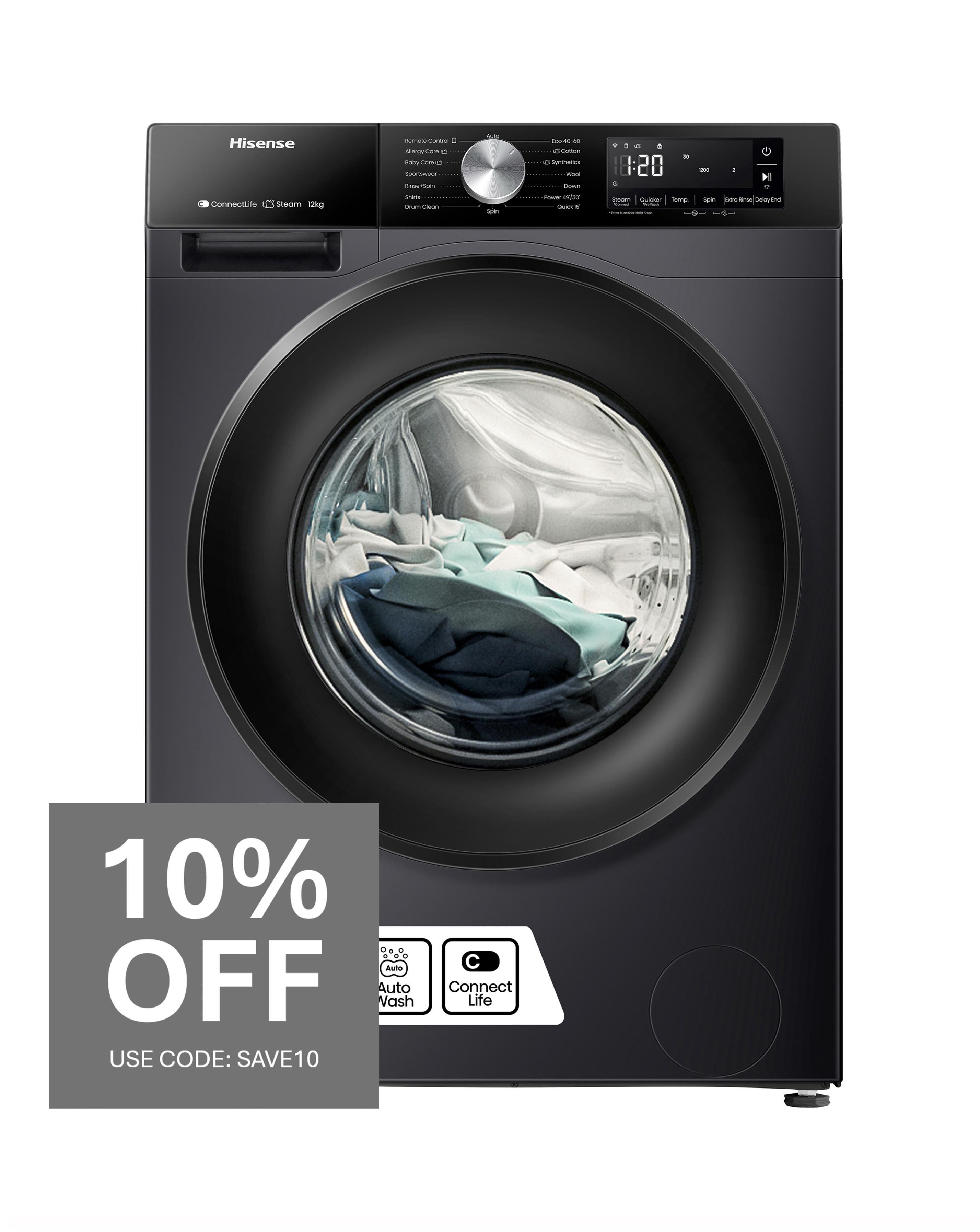 Hisense WF3S1243BB3 12kg Washing Machine
