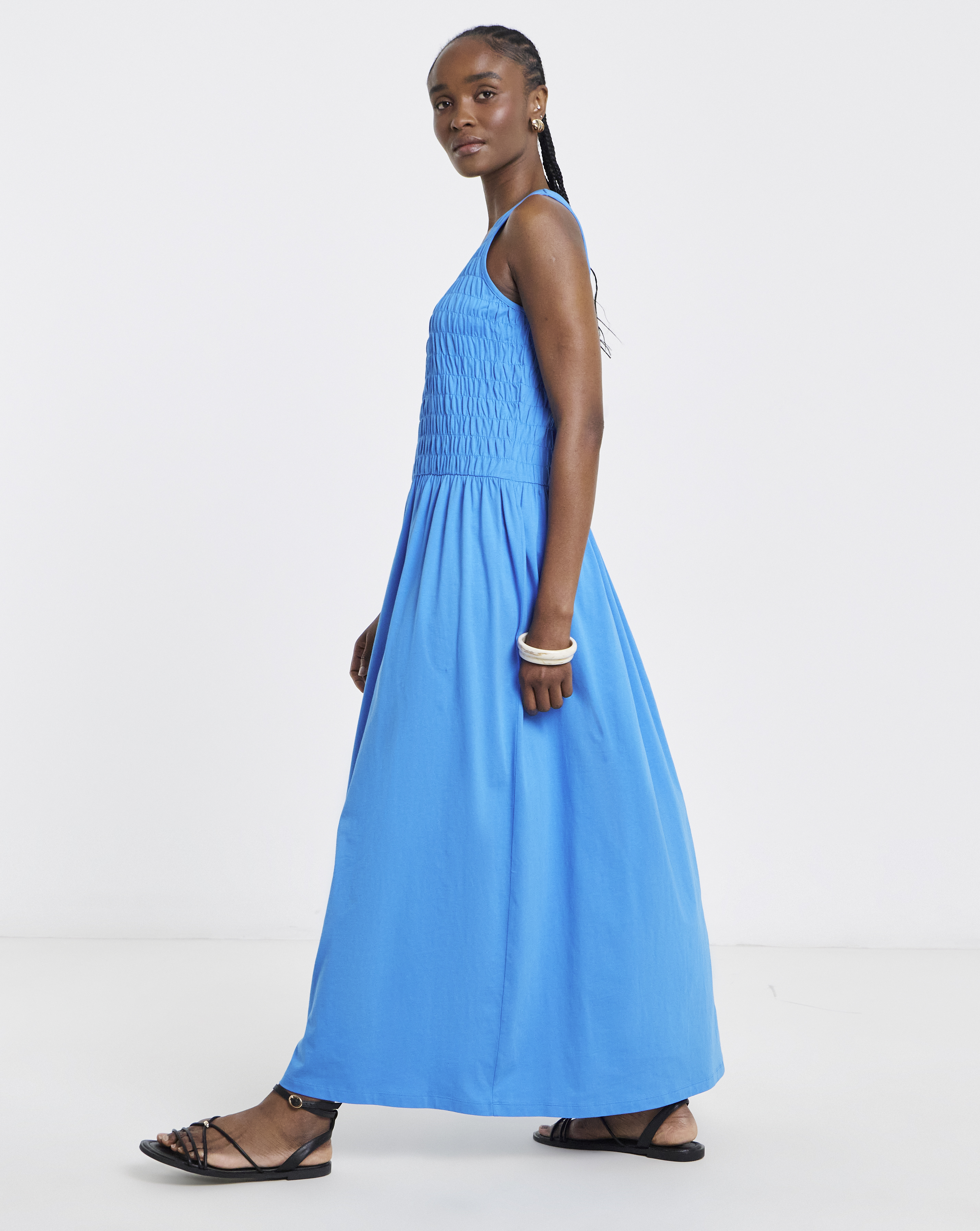 Shirred Jersey Maxi Dress