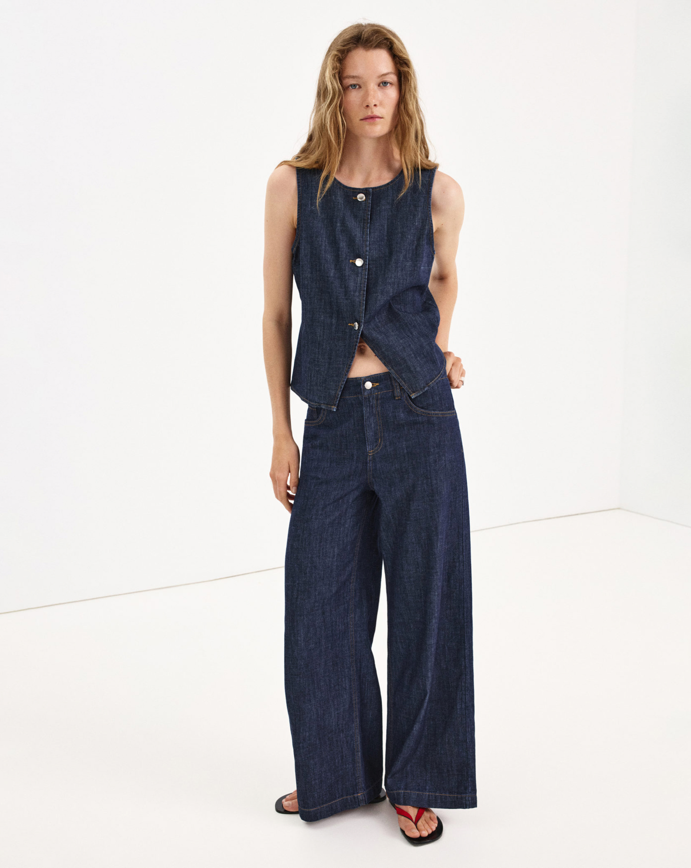 Mango Wide Leg Rinse-Wash Jeans