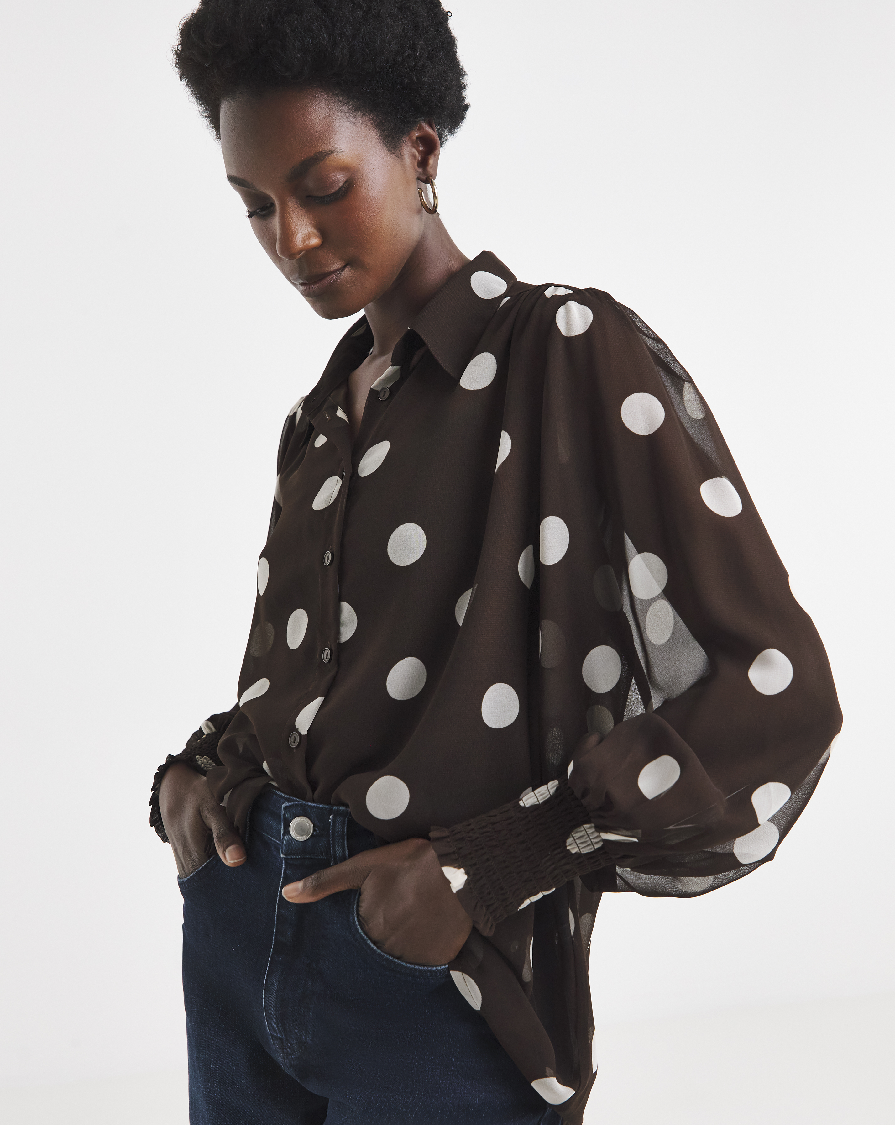 Georgette Volume Sleeve Blouse