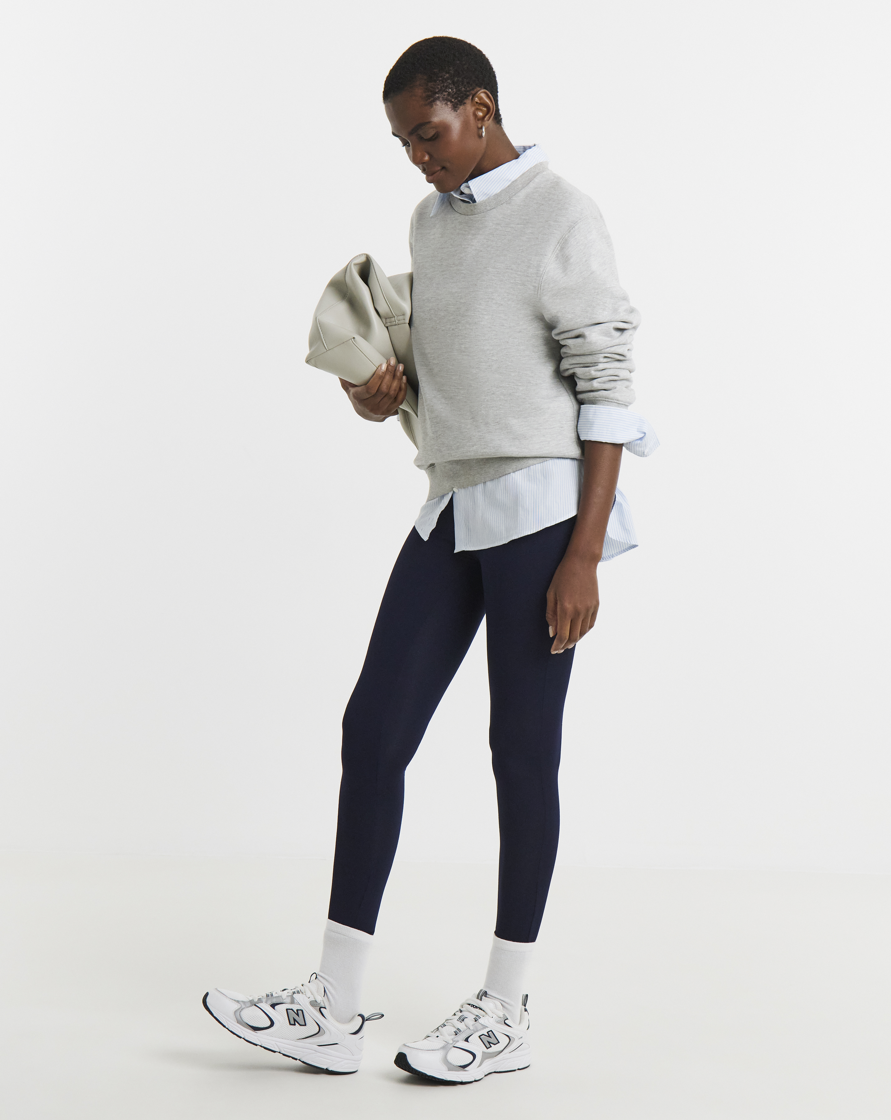 Navy Jersey High Waisted Leggings