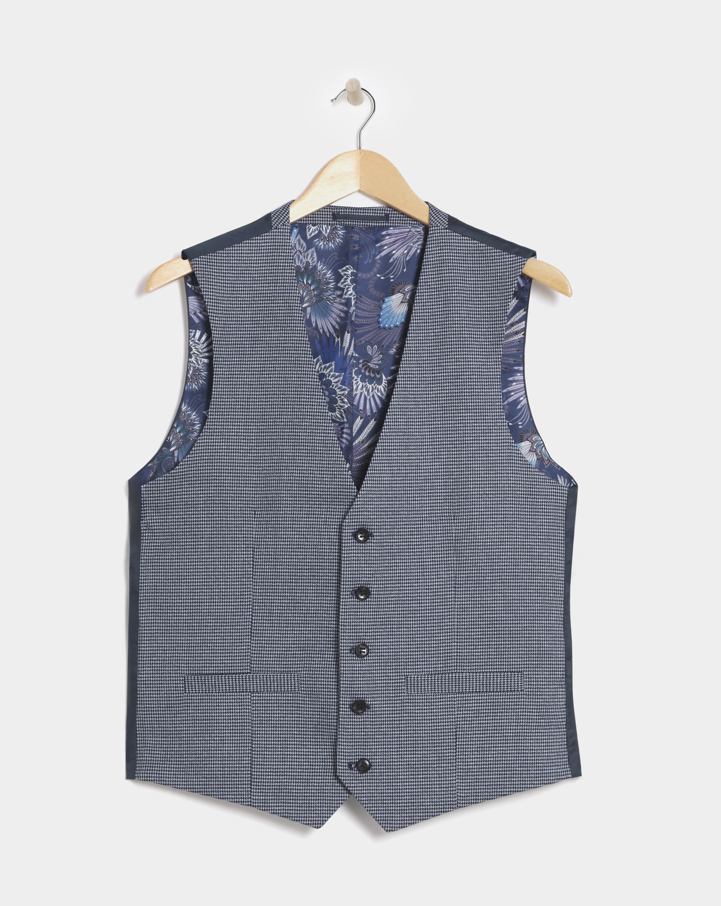 Lewis Blue Puppytooth Waistcoat
