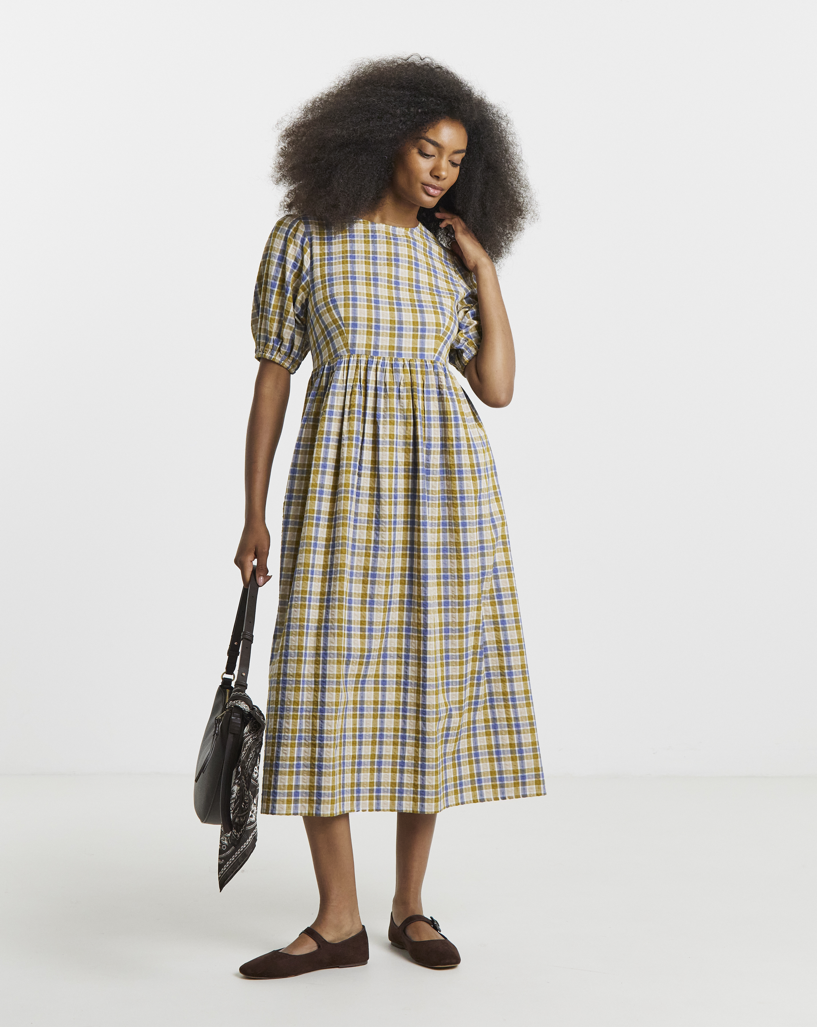 Native Youth Check Midi Dress