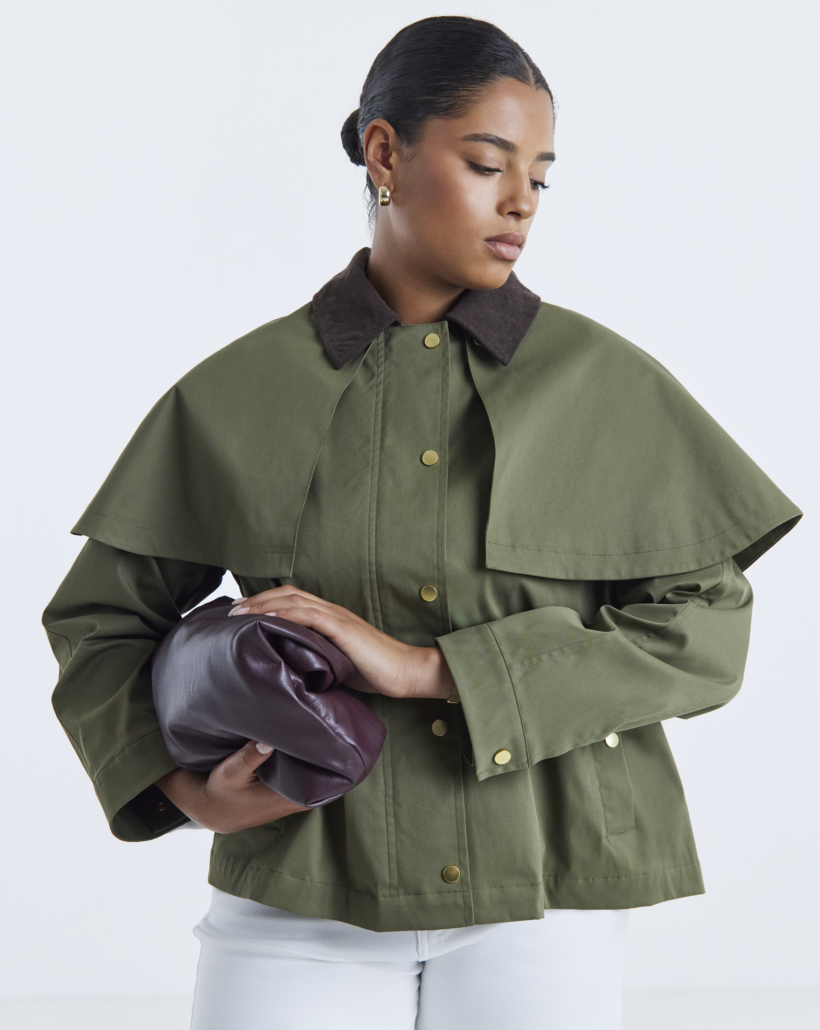 Cord Collar Cape Jacket