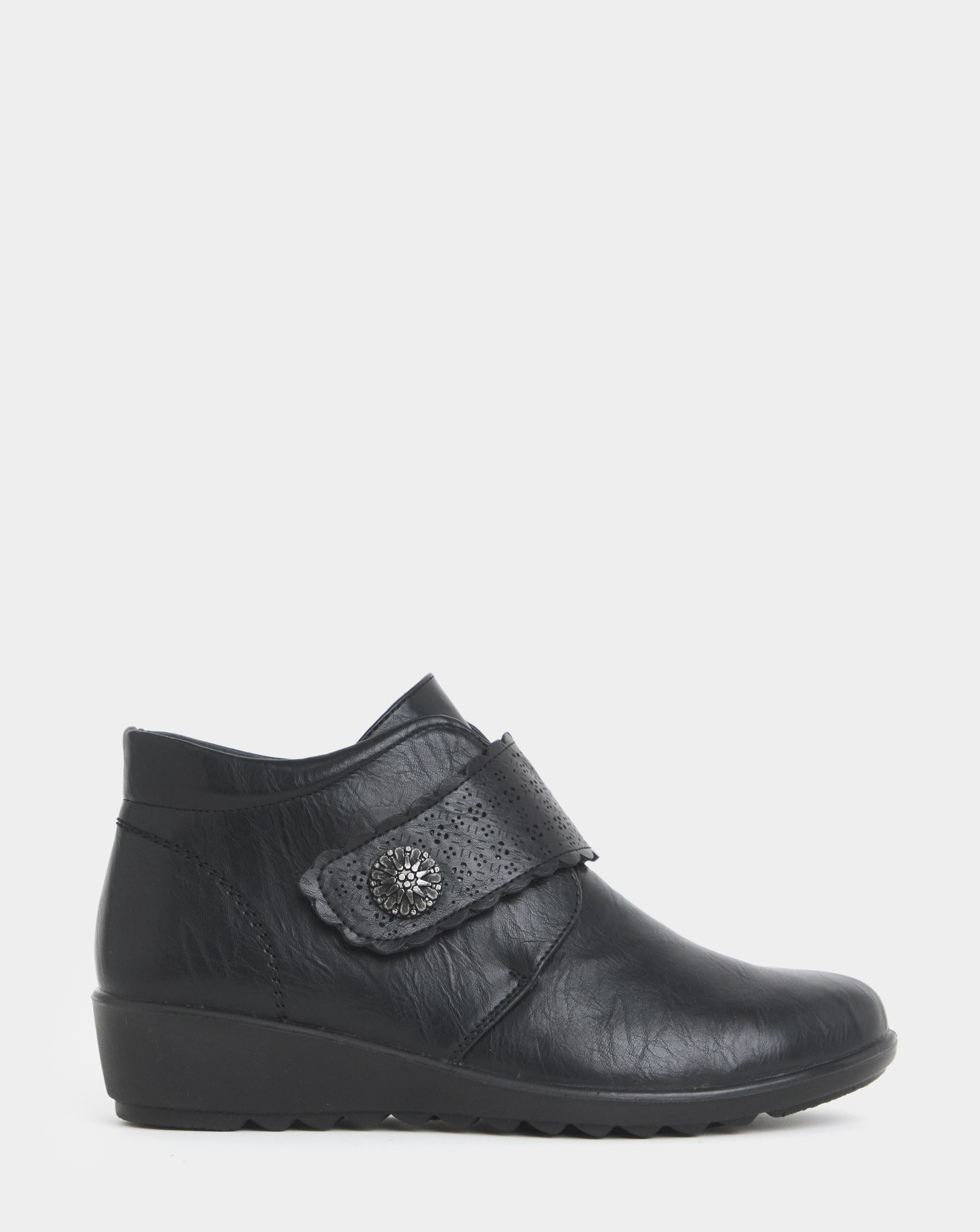 Laser Cut Floral Wedge Boots Wide