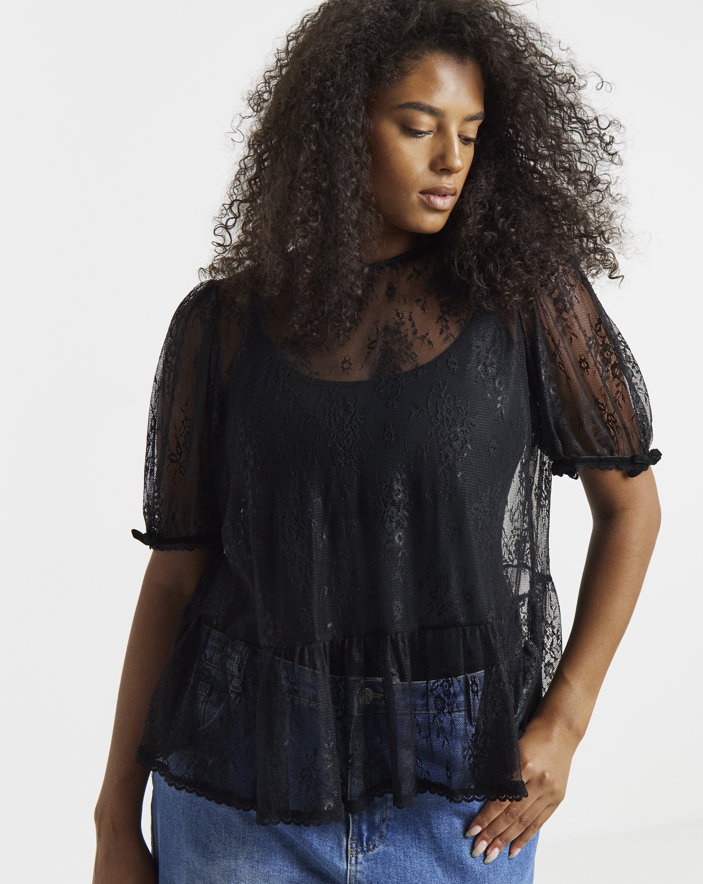 New In - Lace Peplum Top