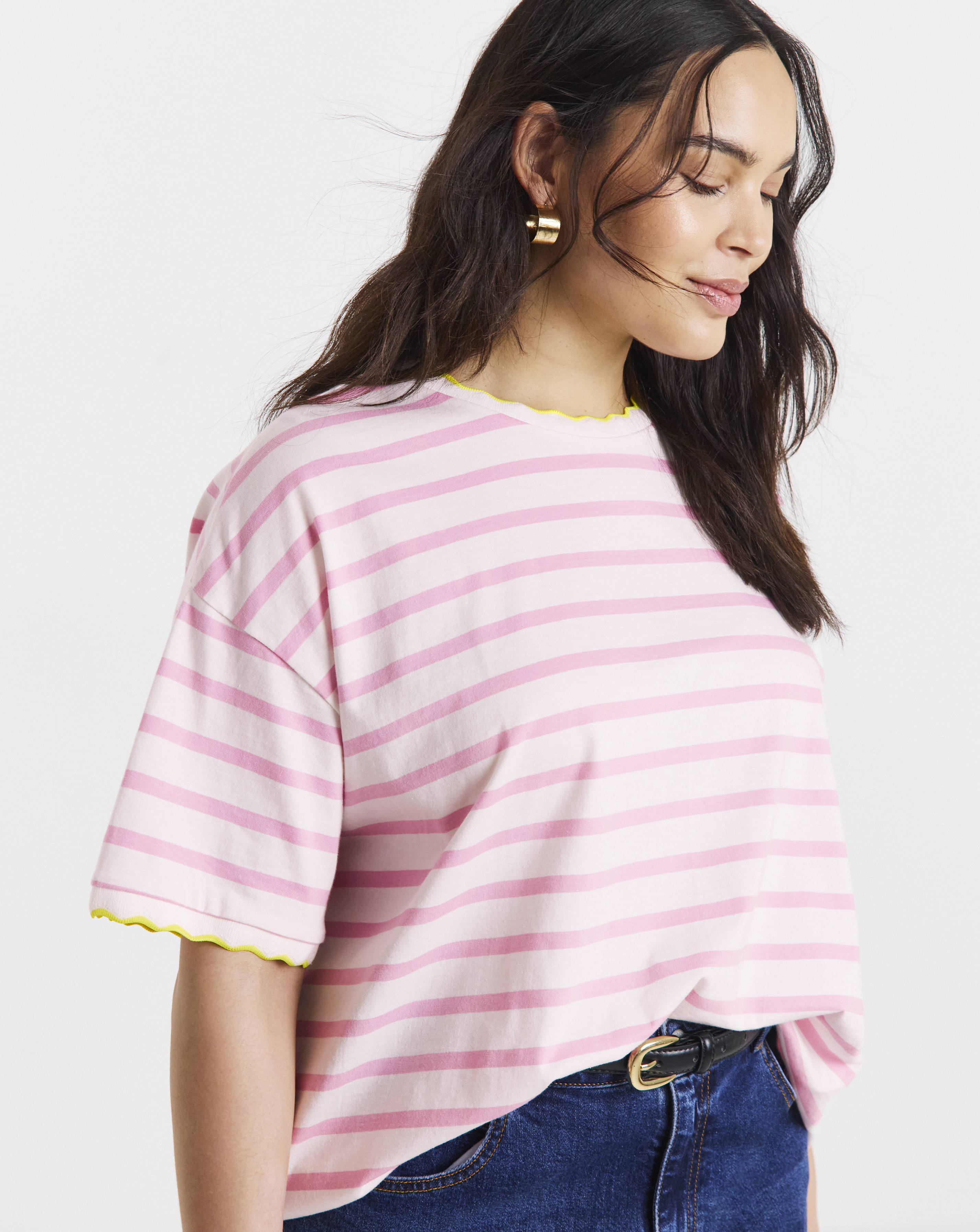 Stripe Scallop Edge T-Shirt