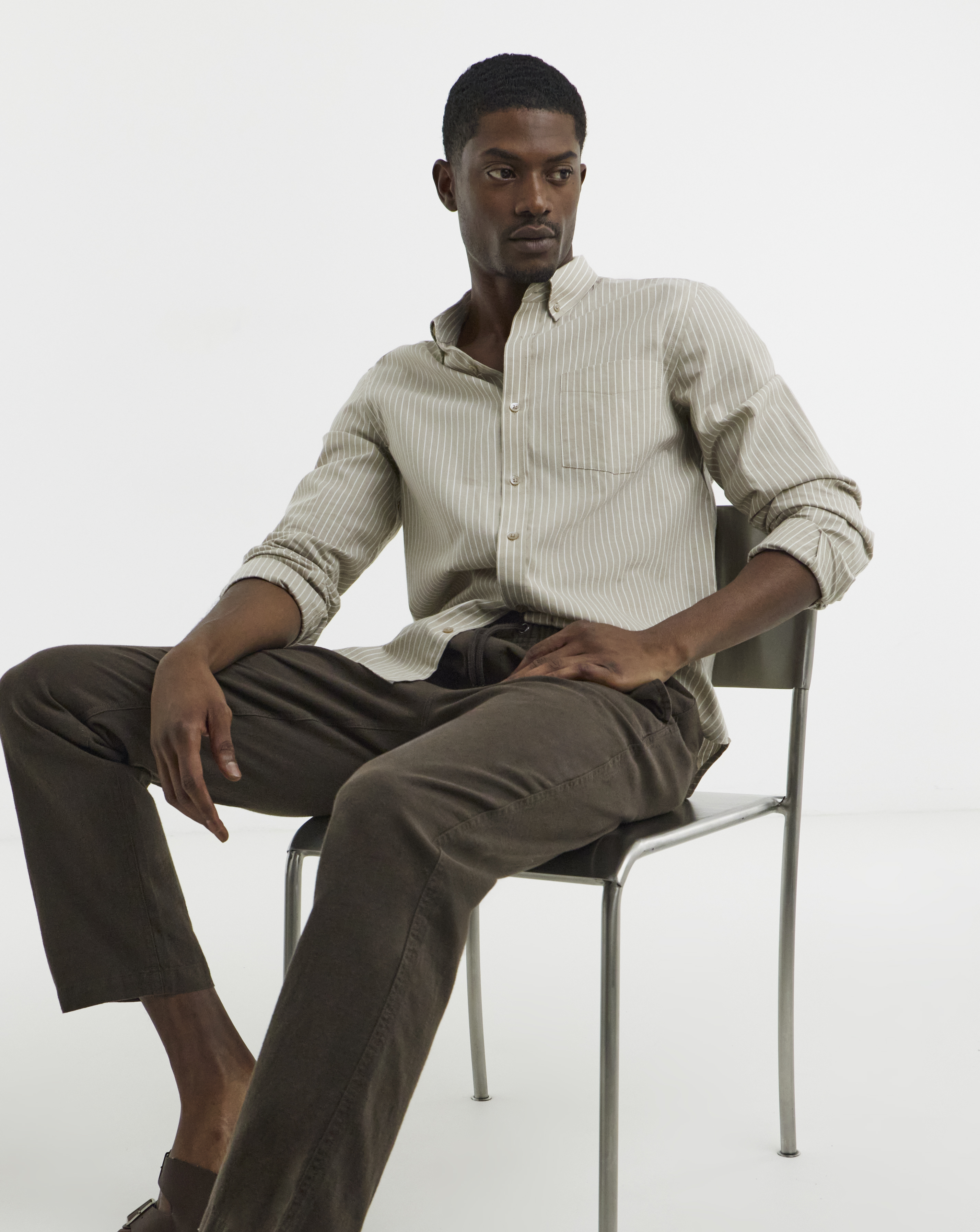 Linen Blend Elasticated Straight Trouser