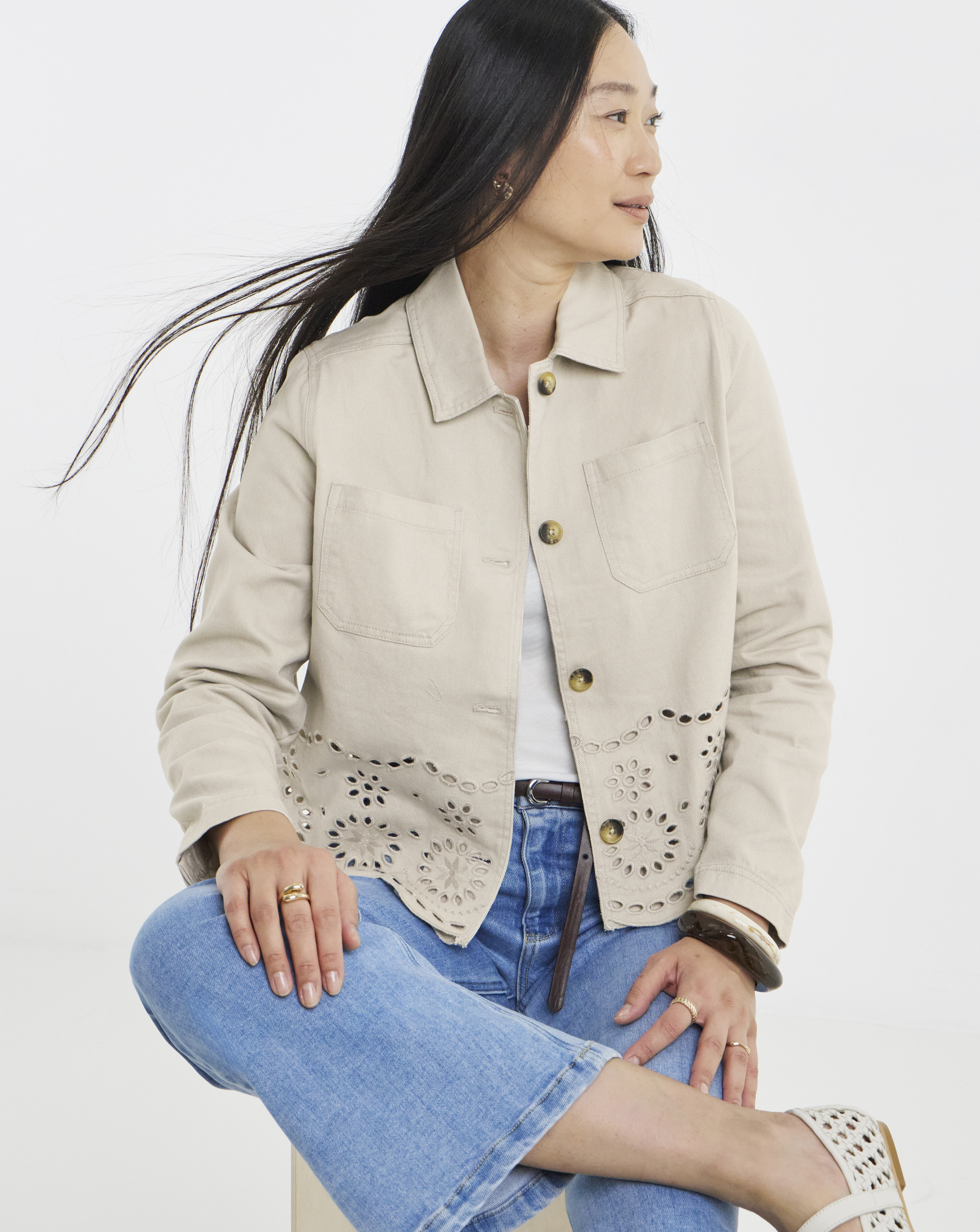 Pue Cotton Broderie Utility Jacket